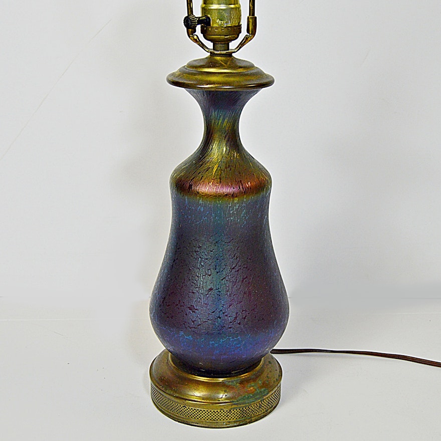 Vintage Art Glass Table Lamp