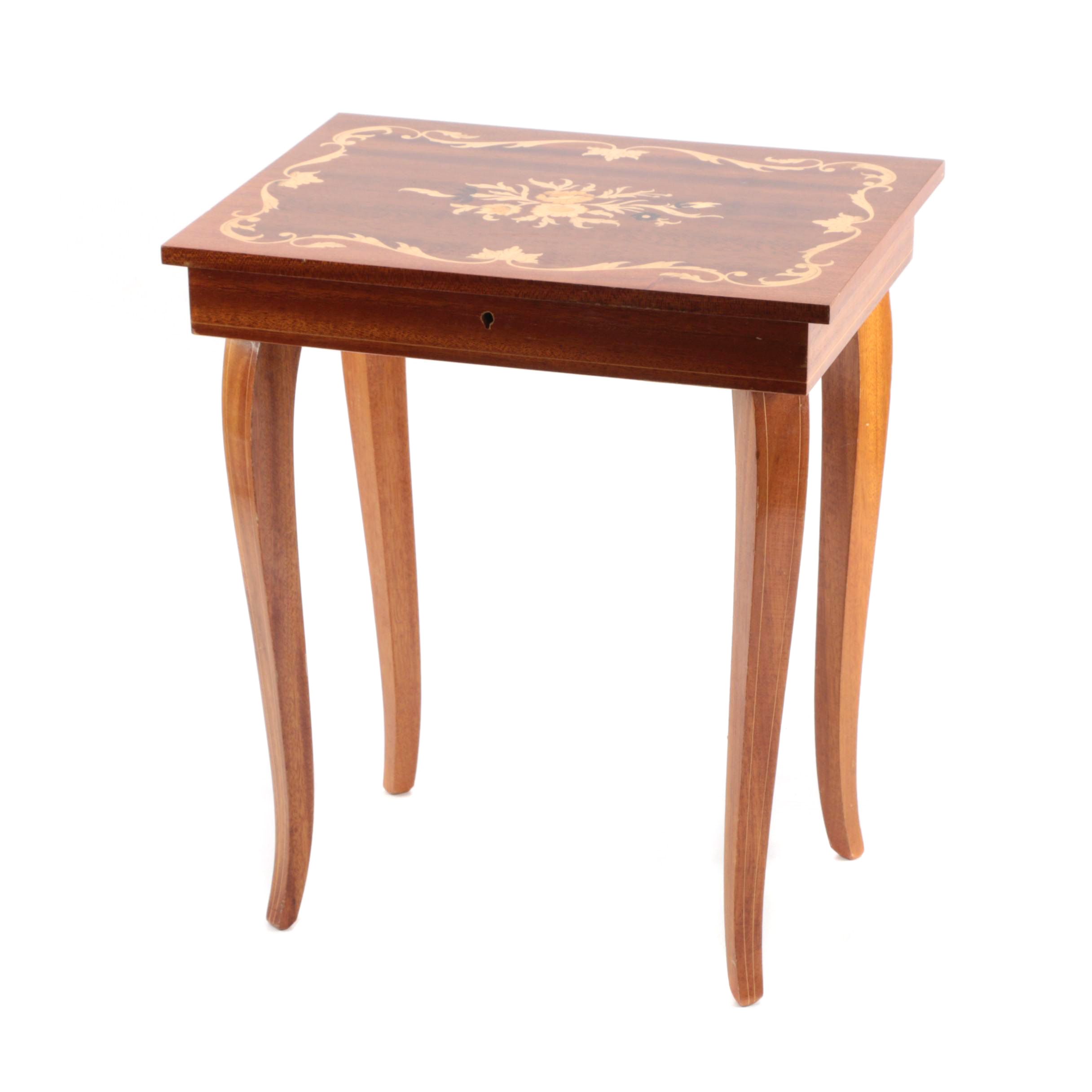 Floral Inlaid Music Box On Legs