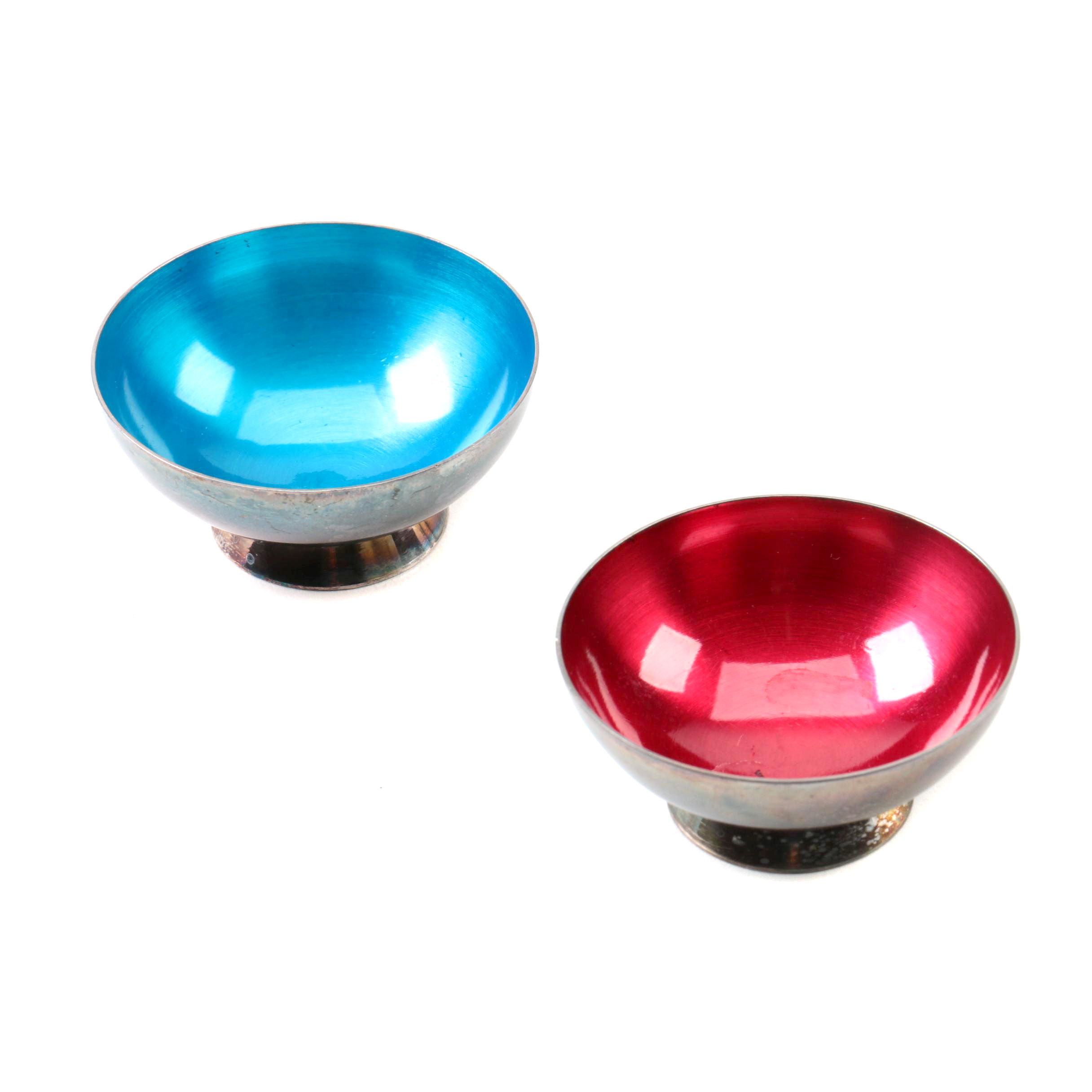 Meka Reklamegaver Silver Plate and Enamel Salt Cellars