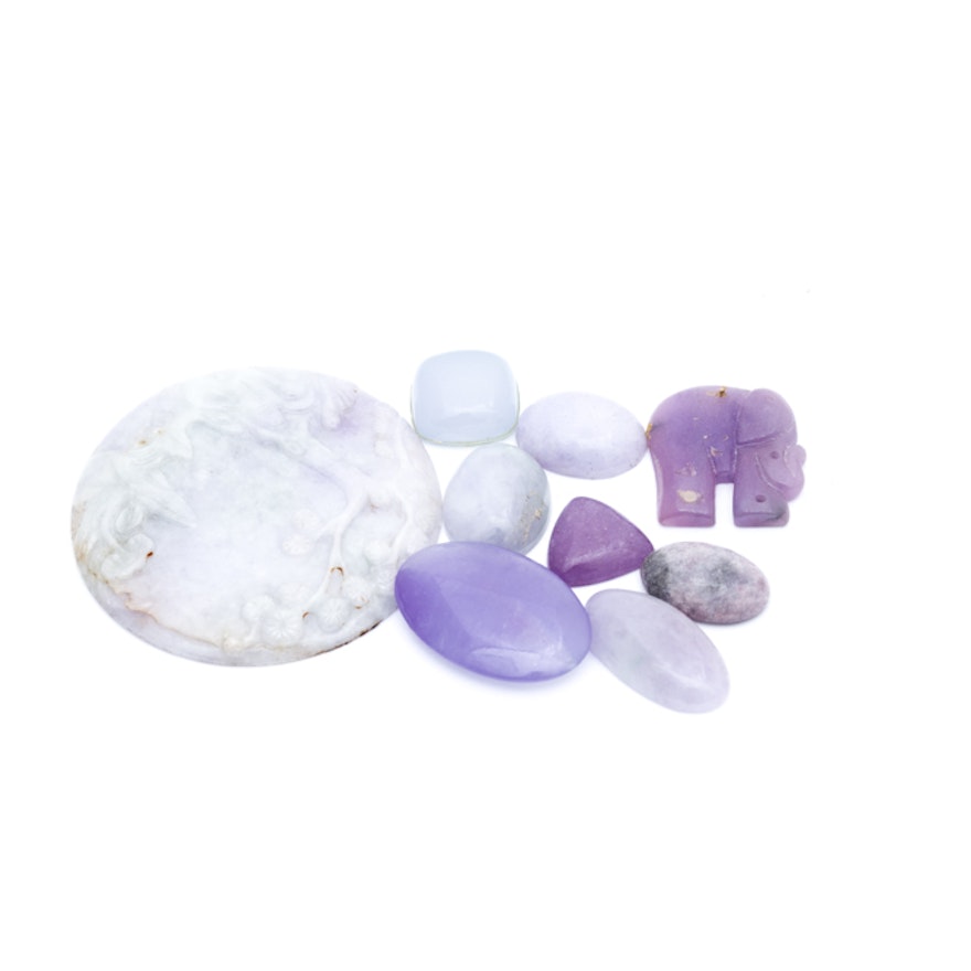 Lavender Nephrite Jade Carvings and Cabochons