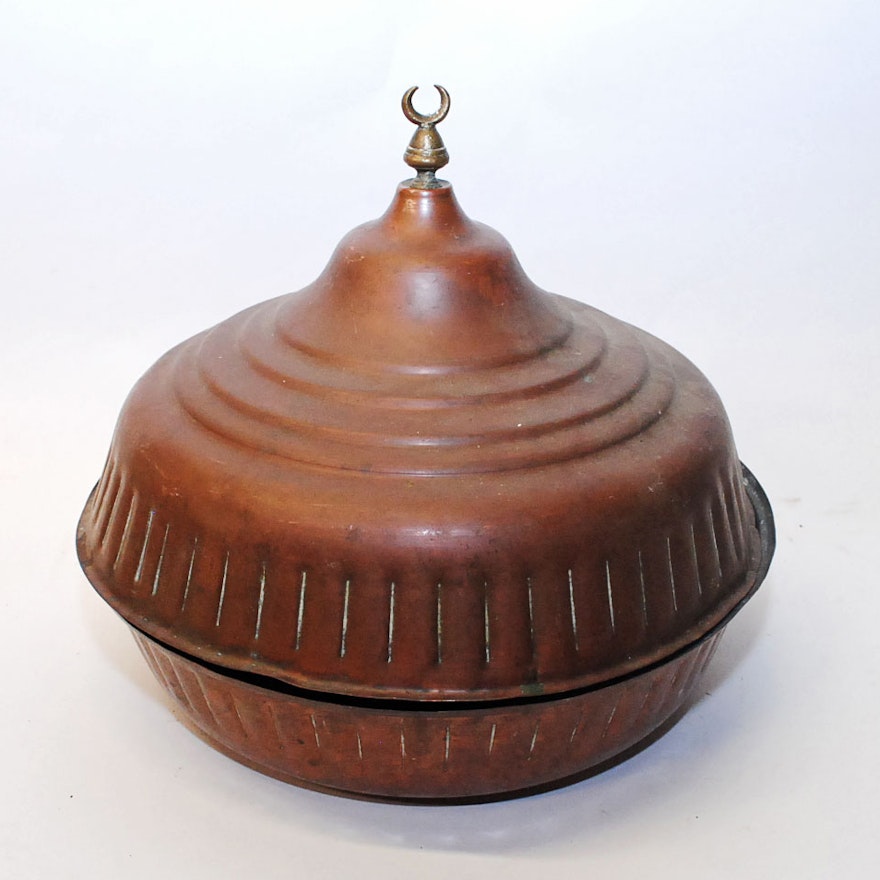 Large Vintage Copper Pot with Lid