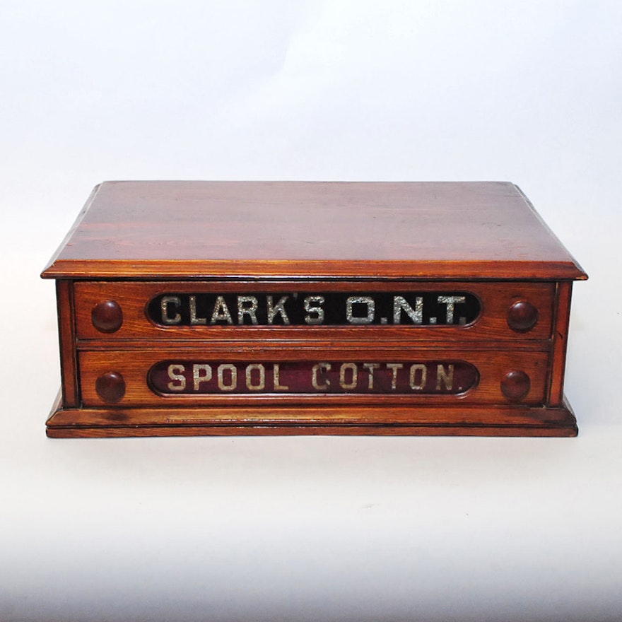 Antique Clarks Spool Drawer Cabinet