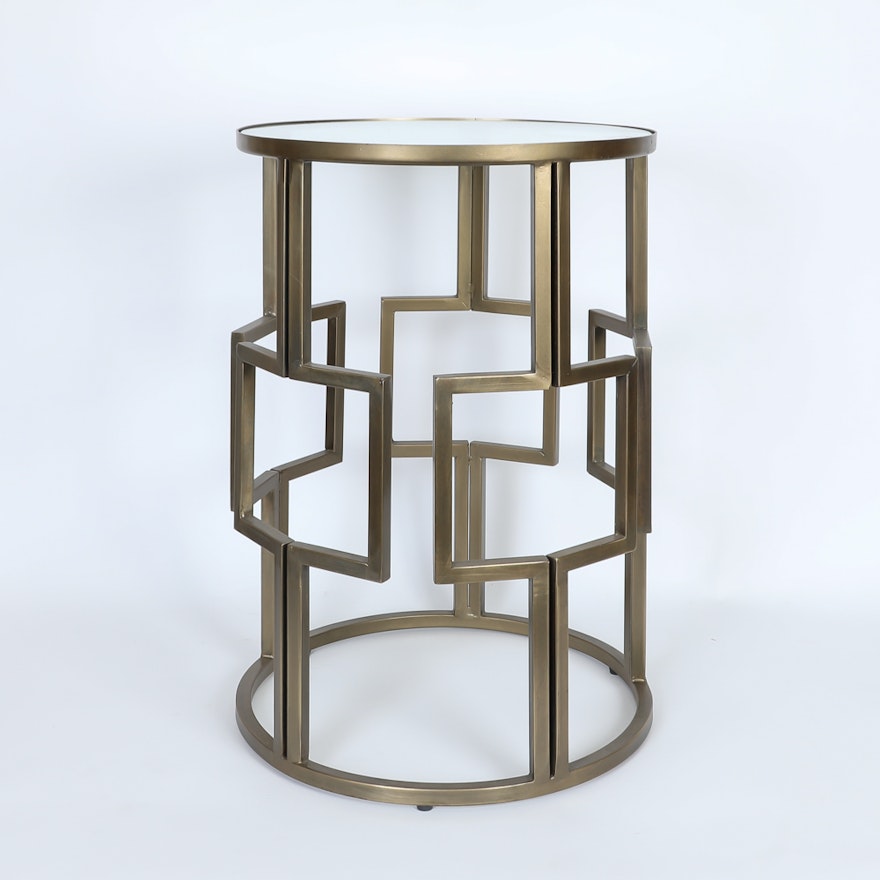 Contemporary Style Glass Top Side Table