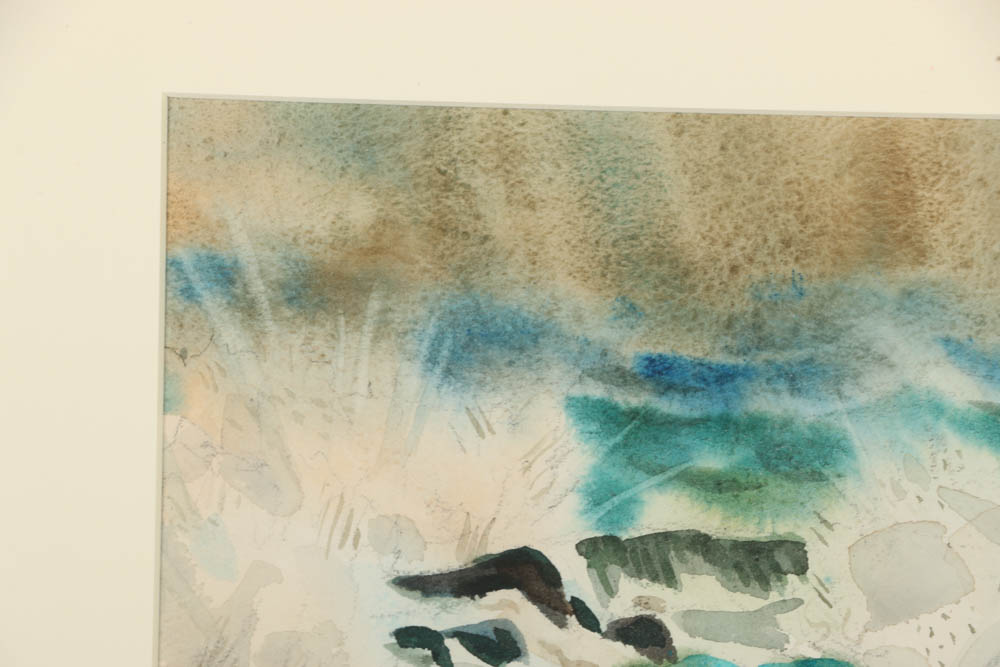 Carl Zimmerman Watercolor Painting  "Crushing Waves"