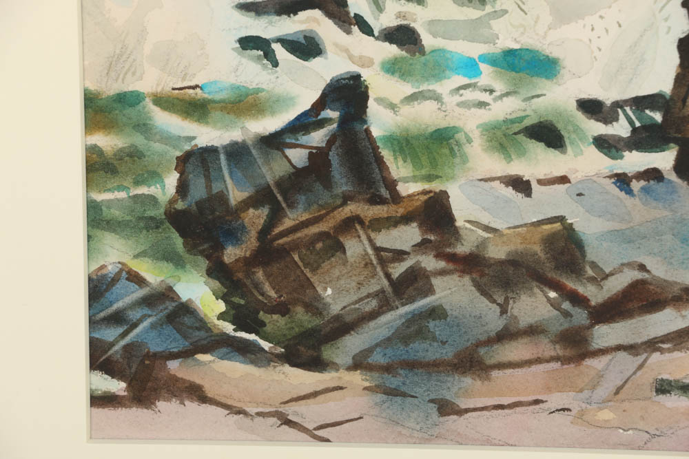 Carl Zimmerman Watercolor Painting  "Crushing Waves"