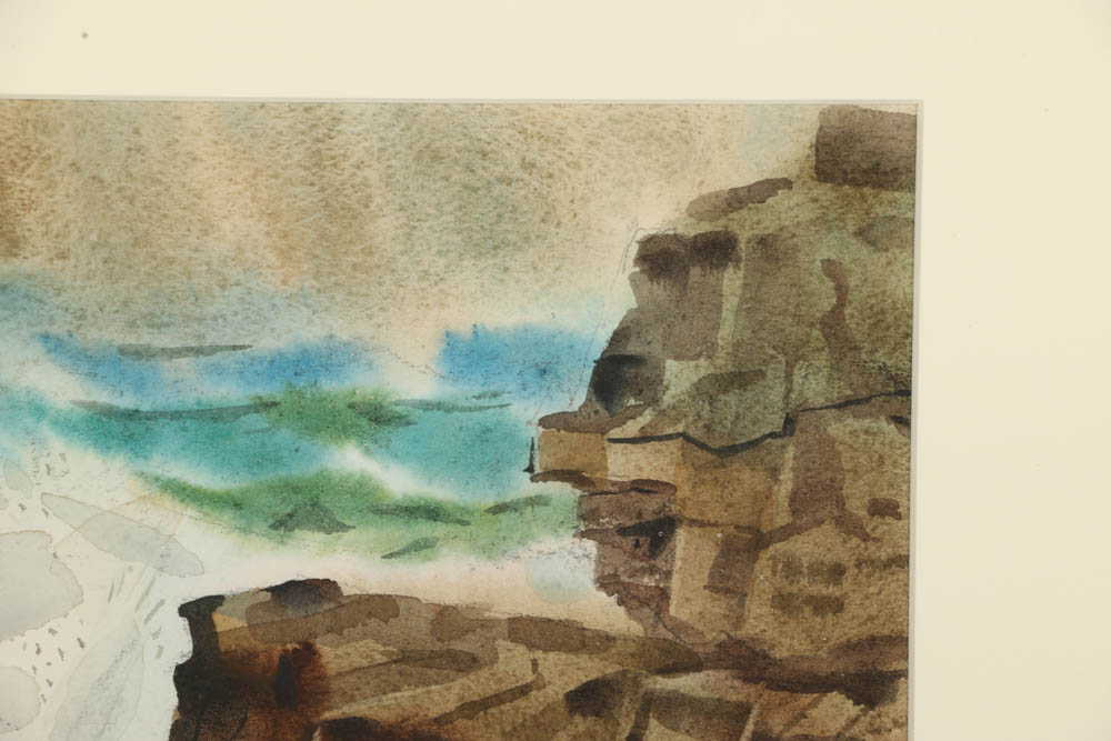 Carl Zimmerman Watercolor Painting  "Crushing Waves"