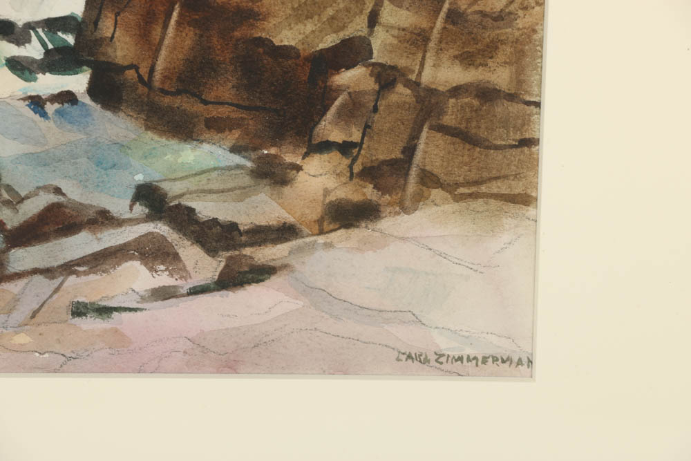 Carl Zimmerman Watercolor Painting  "Crushing Waves"