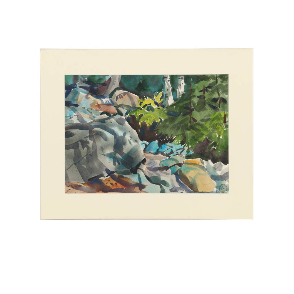 Carl Zimmerman Watercolor Painting "A Little Stream"