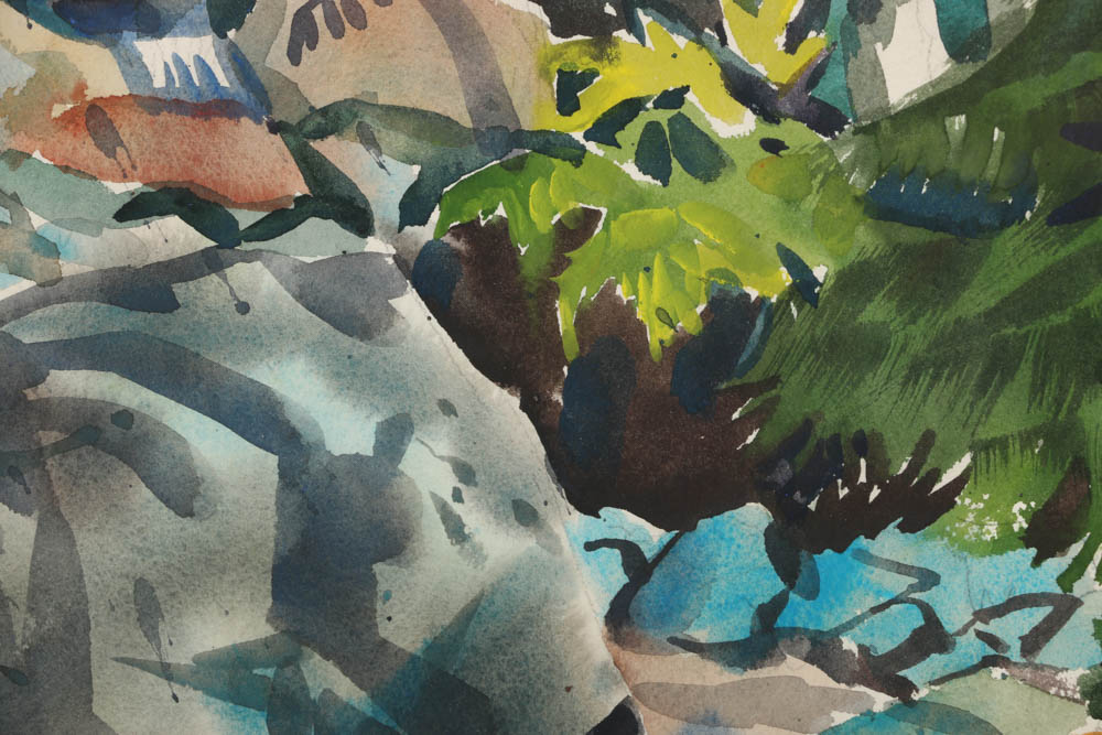 Carl Zimmerman Watercolor Painting "A Little Stream"