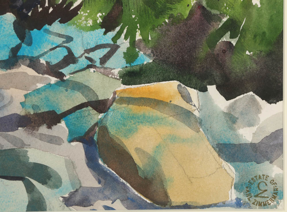 Carl Zimmerman Watercolor Painting "A Little Stream"