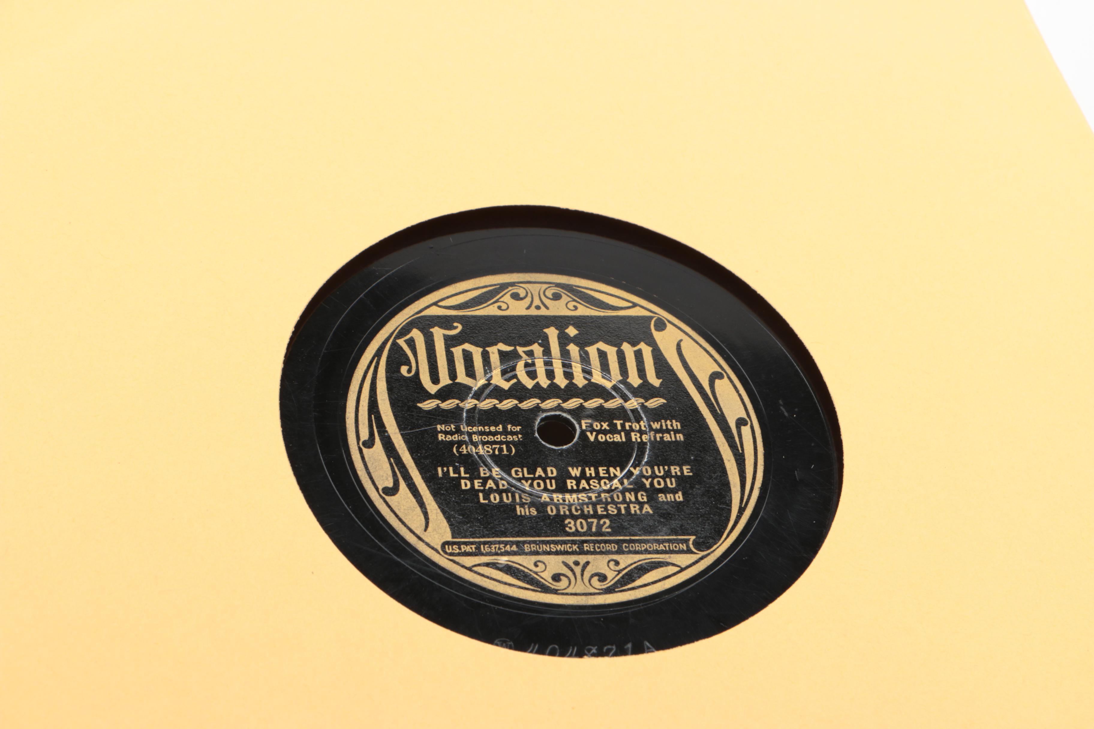 Louis Armstrong, "Fats" Waller and Other Jazz and Popular Music 78 RPM Records