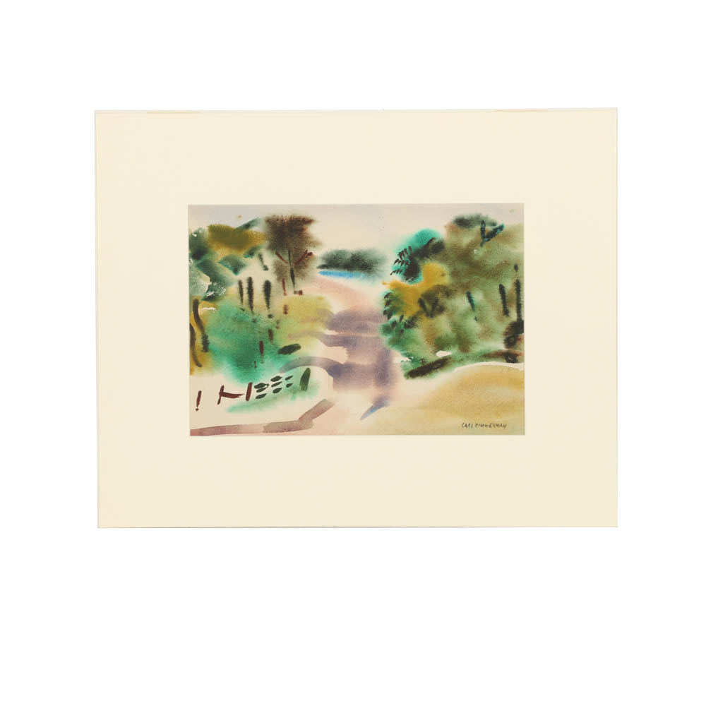 Carl Zimmerman Watercolor Painting