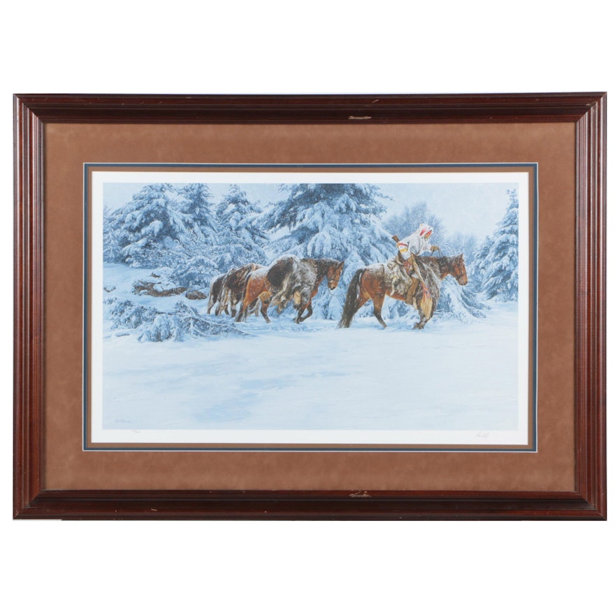 Paul Calle Limited Edition Offset Lithograph "When Trails Grow Cold"