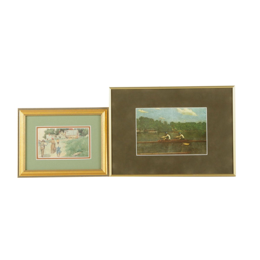 Pair Offset Lithographs of Genre Scenes