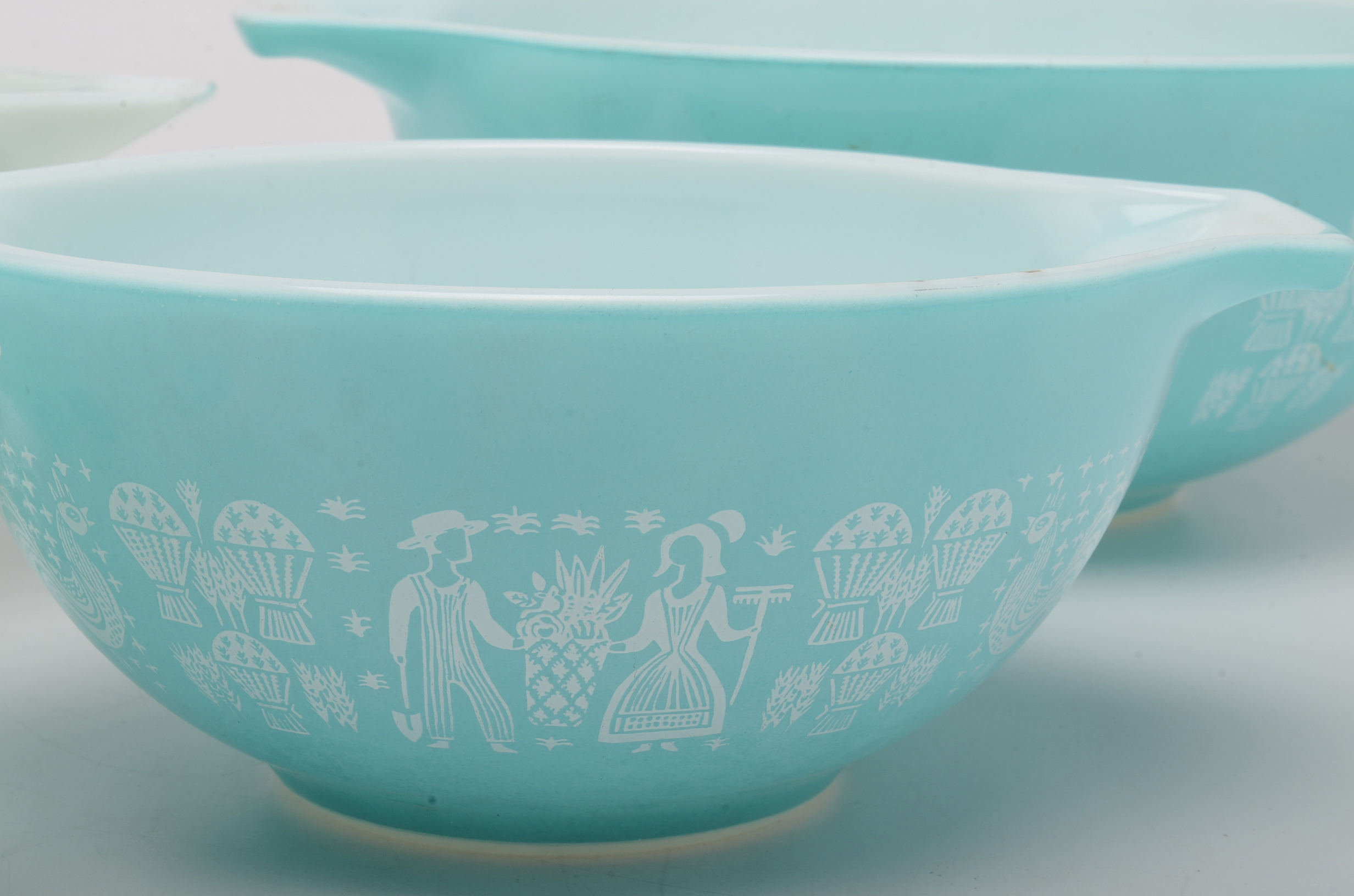 Vintage Pyrex "Butterprint" Glass Cinderella Mixing Bowls