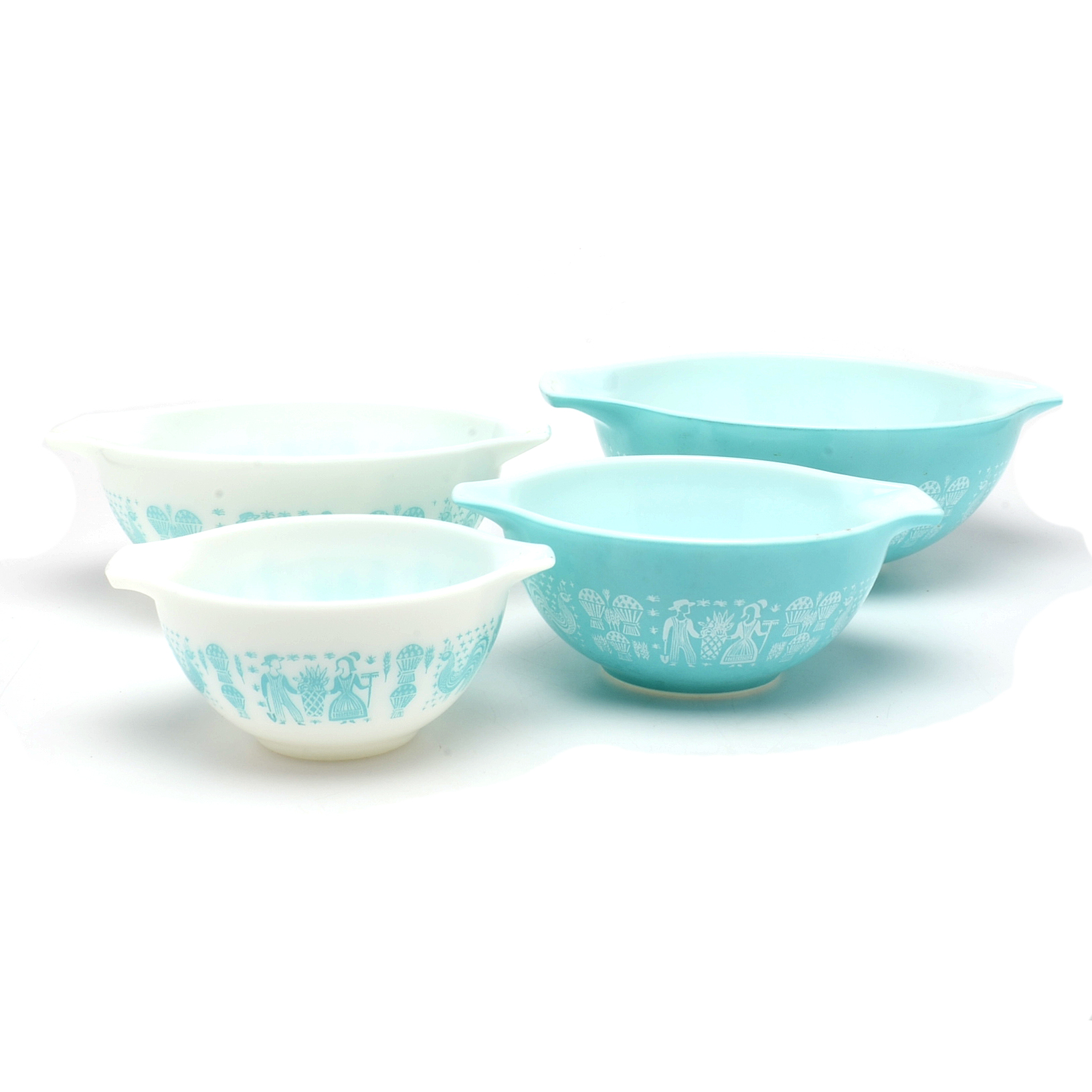 Vintage Pyrex "Butterprint" Glass Cinderella Mixing Bowls