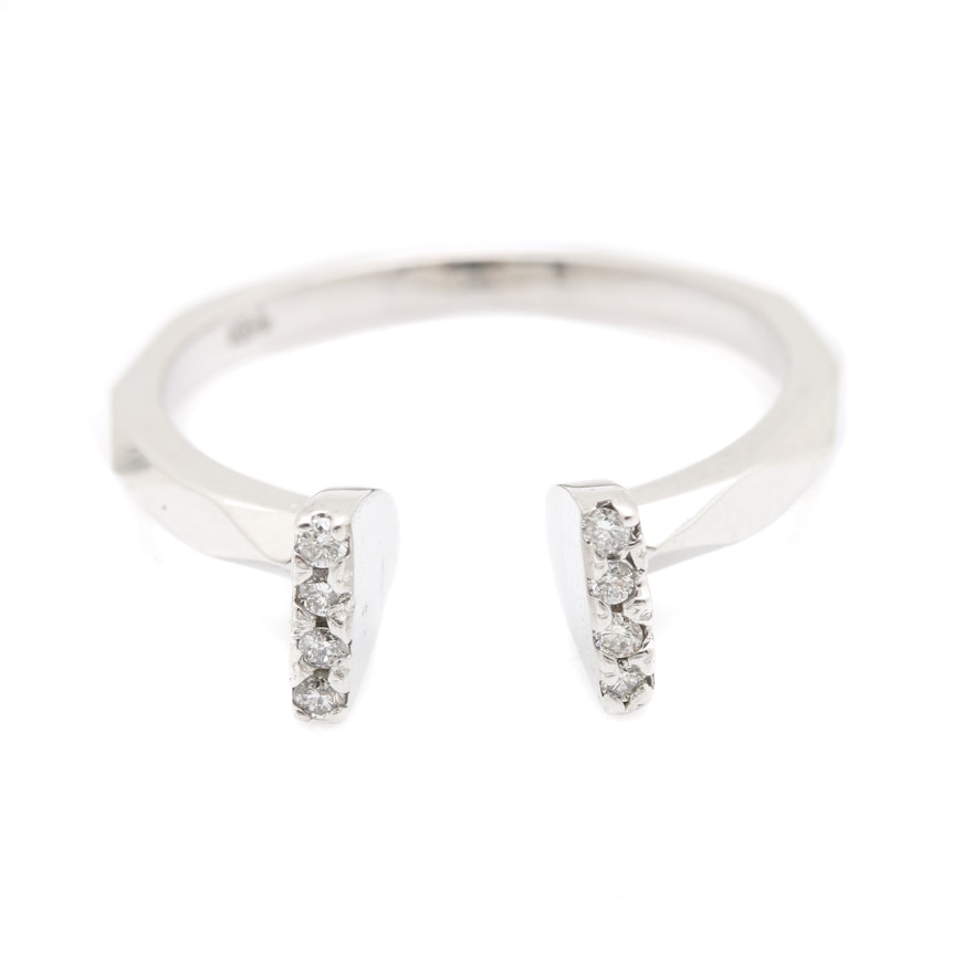 14K White Gold Diamond Open Band Ring