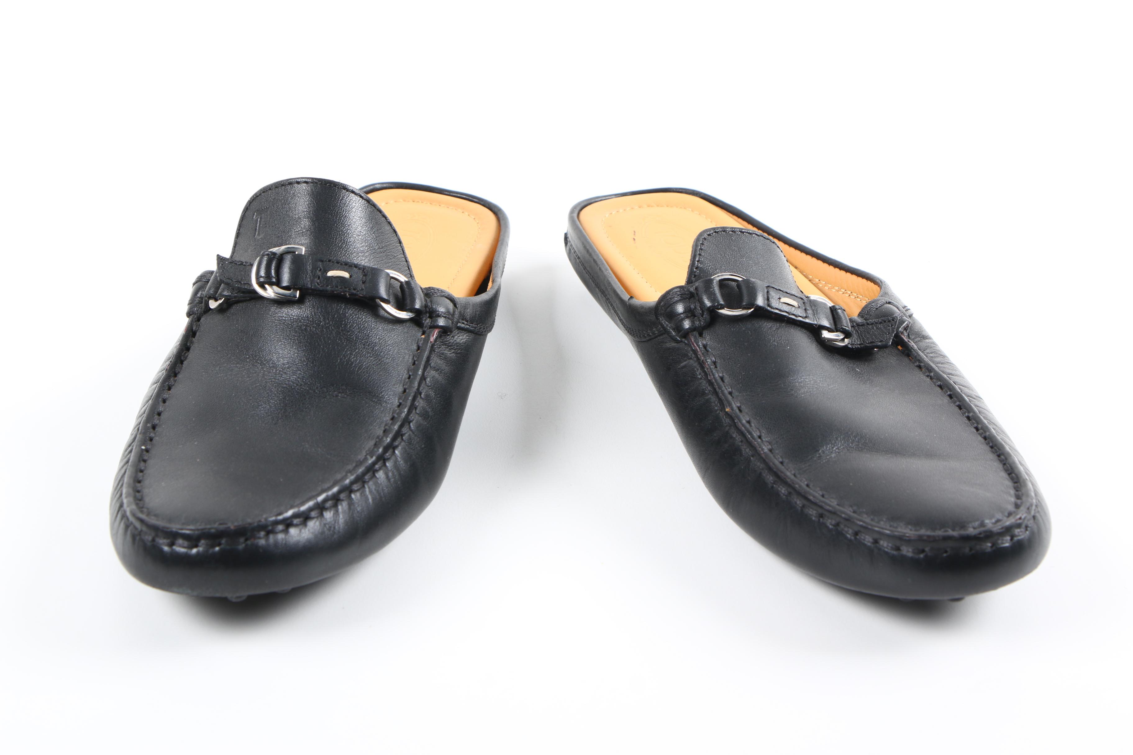 Tod's Black Leather Driving Mules