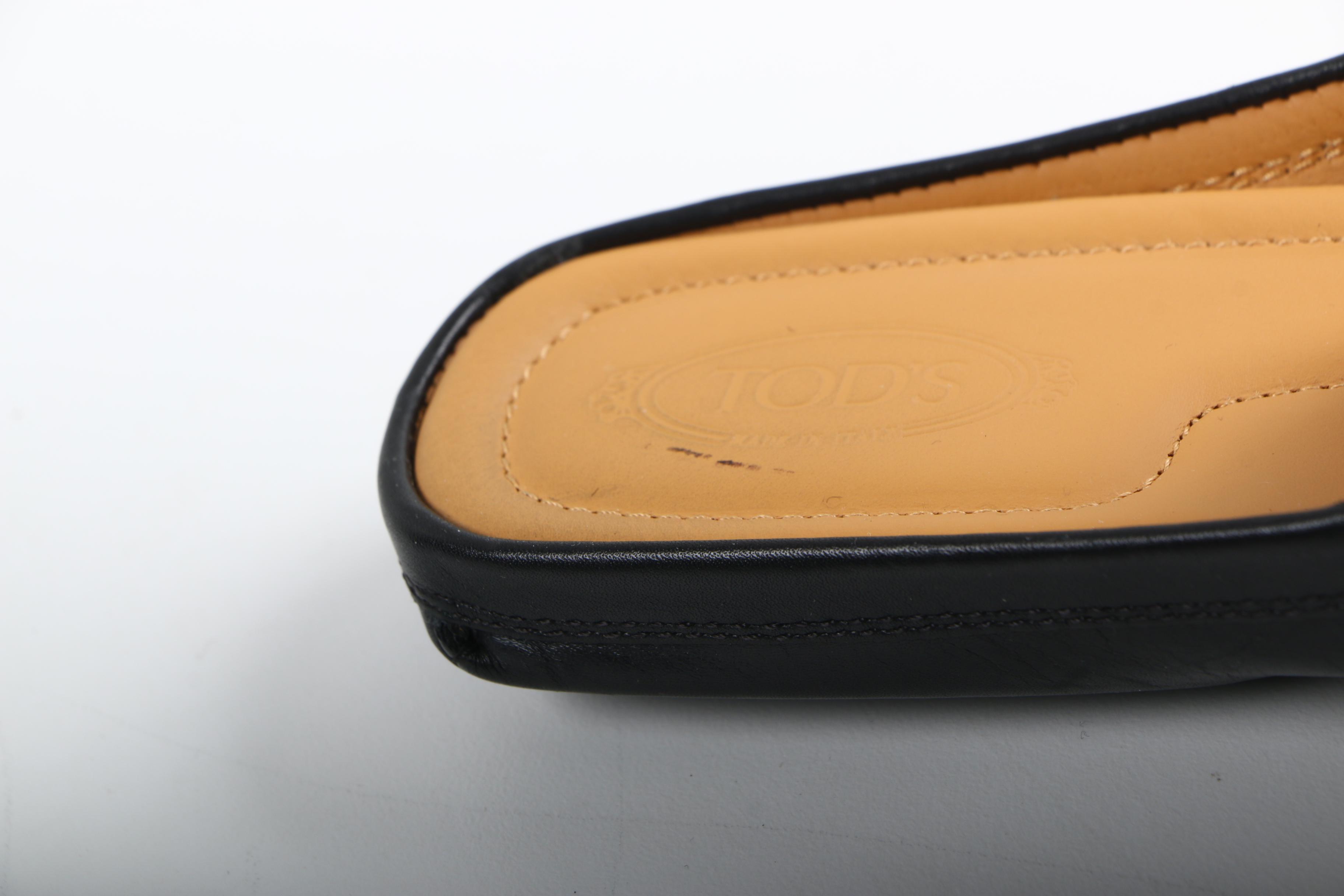 Tod's Black Leather Driving Mules