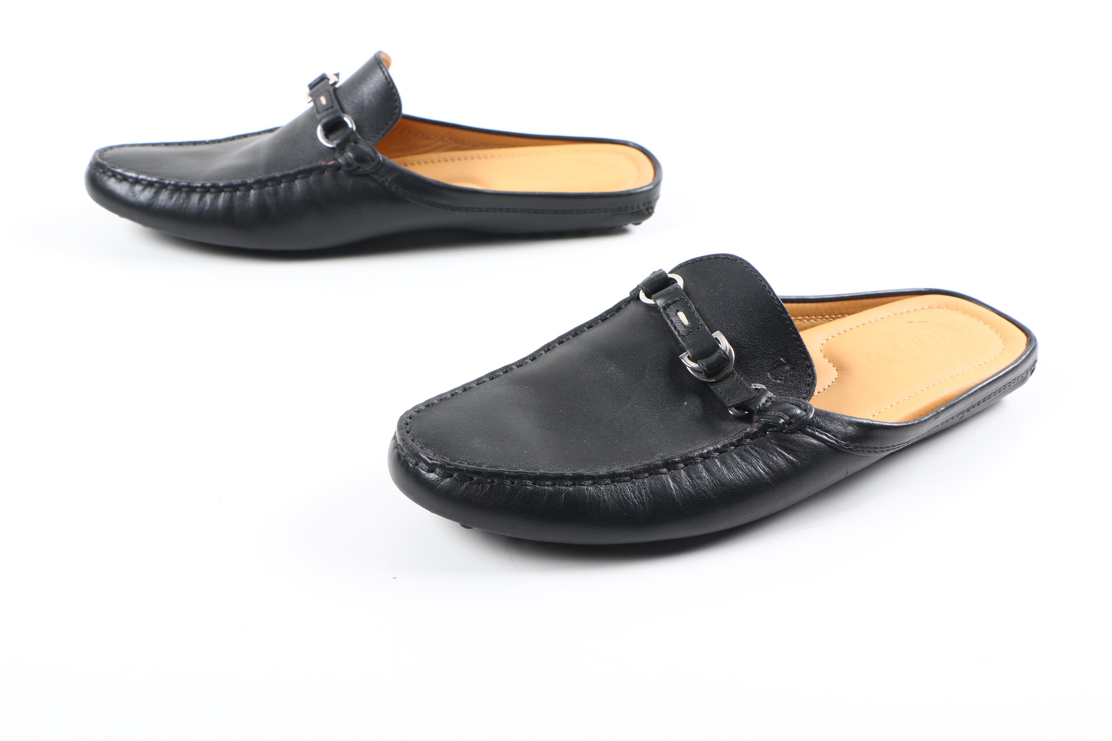 Tod's Black Leather Driving Mules