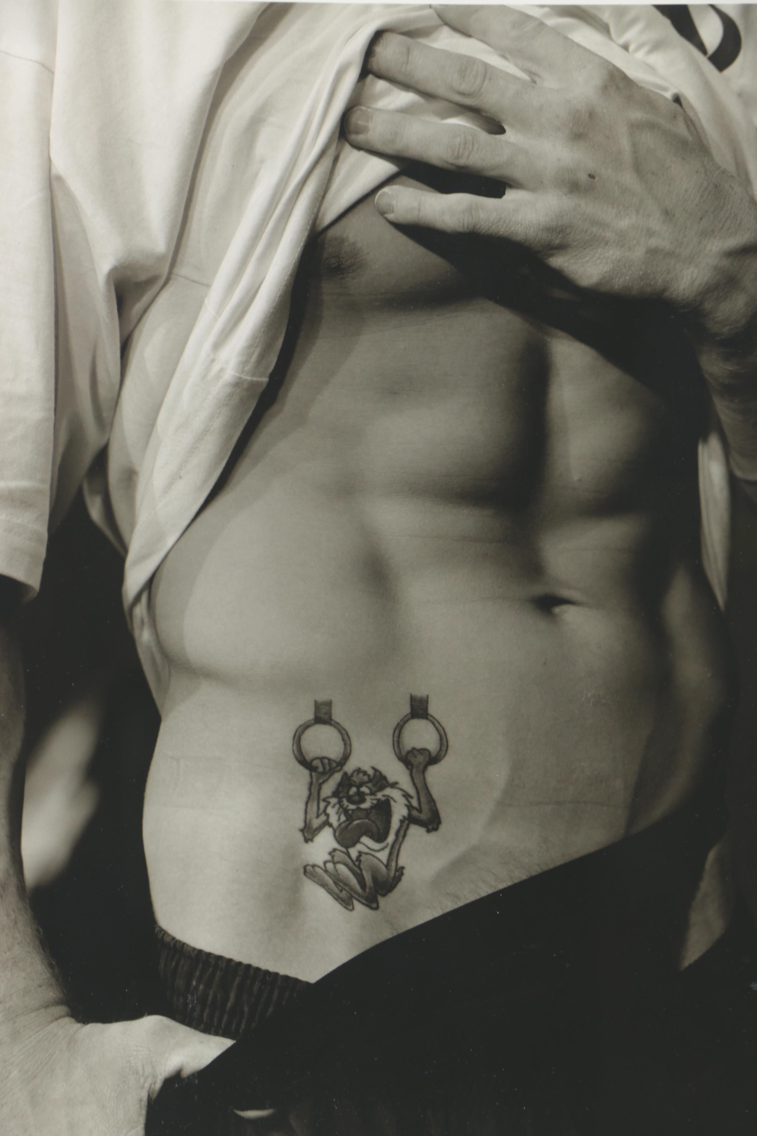 Gelatin-Silver Photograph Male Torso with Tazmanian Devil Tattoo