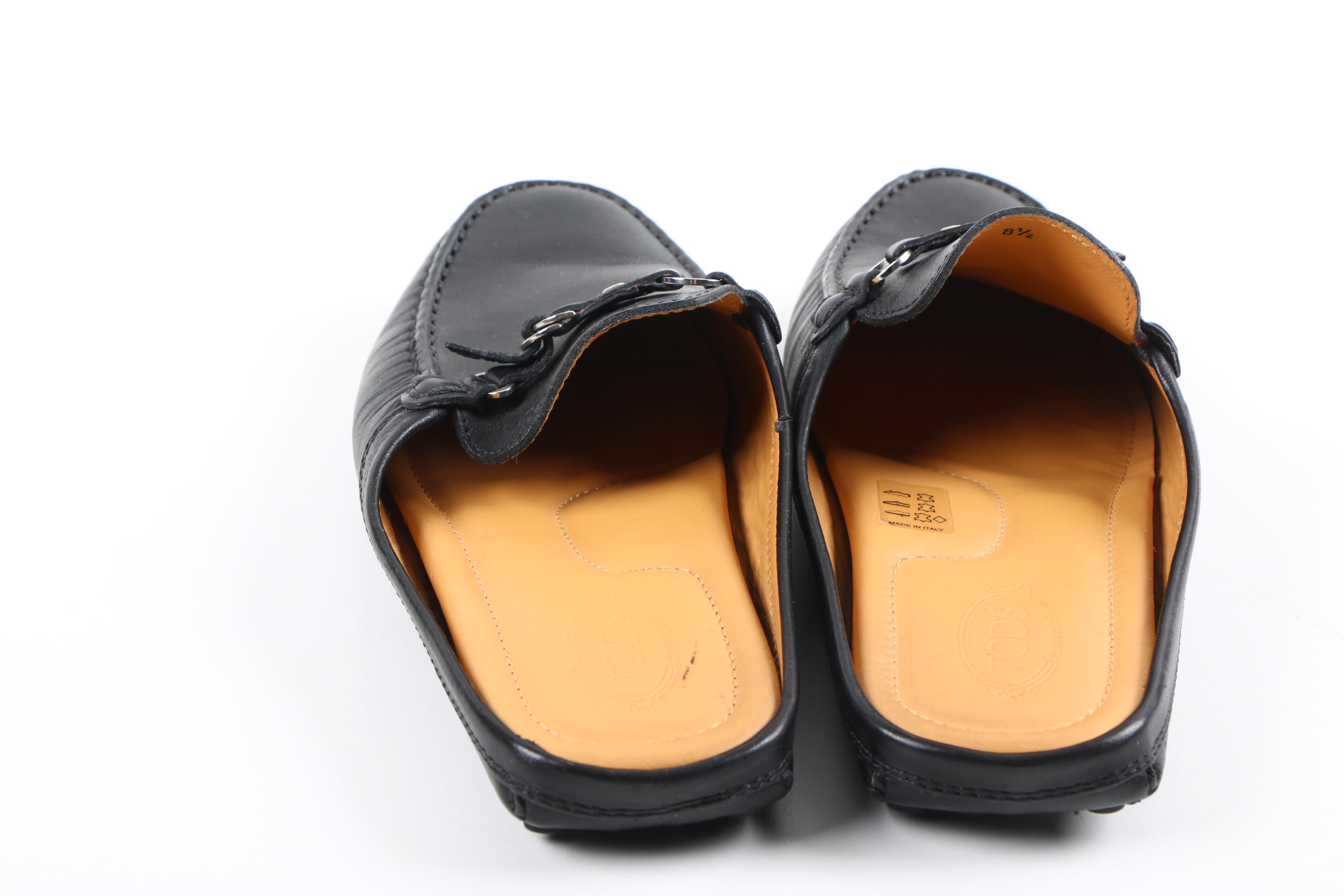 Tod's Black Leather Driving Mules