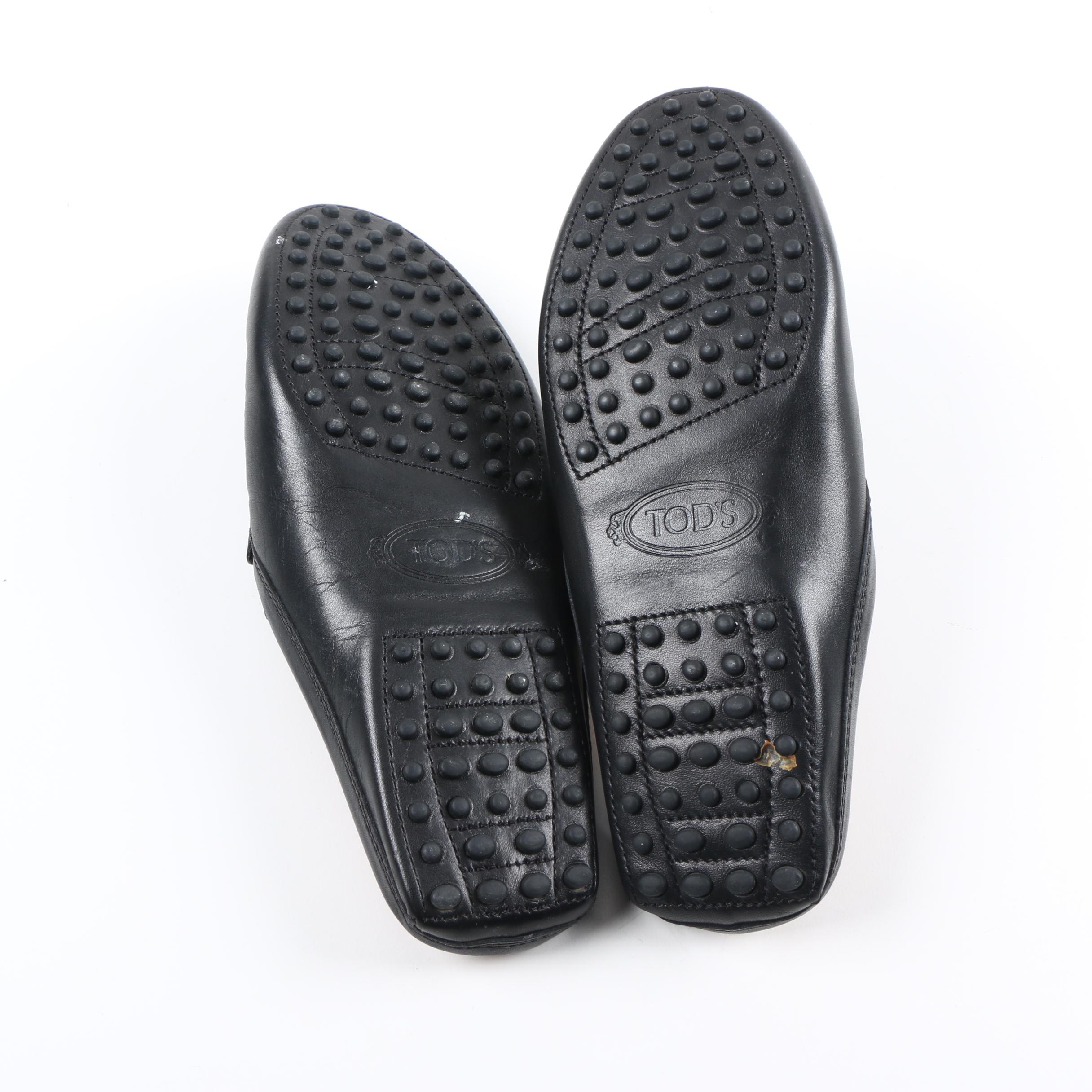 Tod's Black Leather Driving Mules