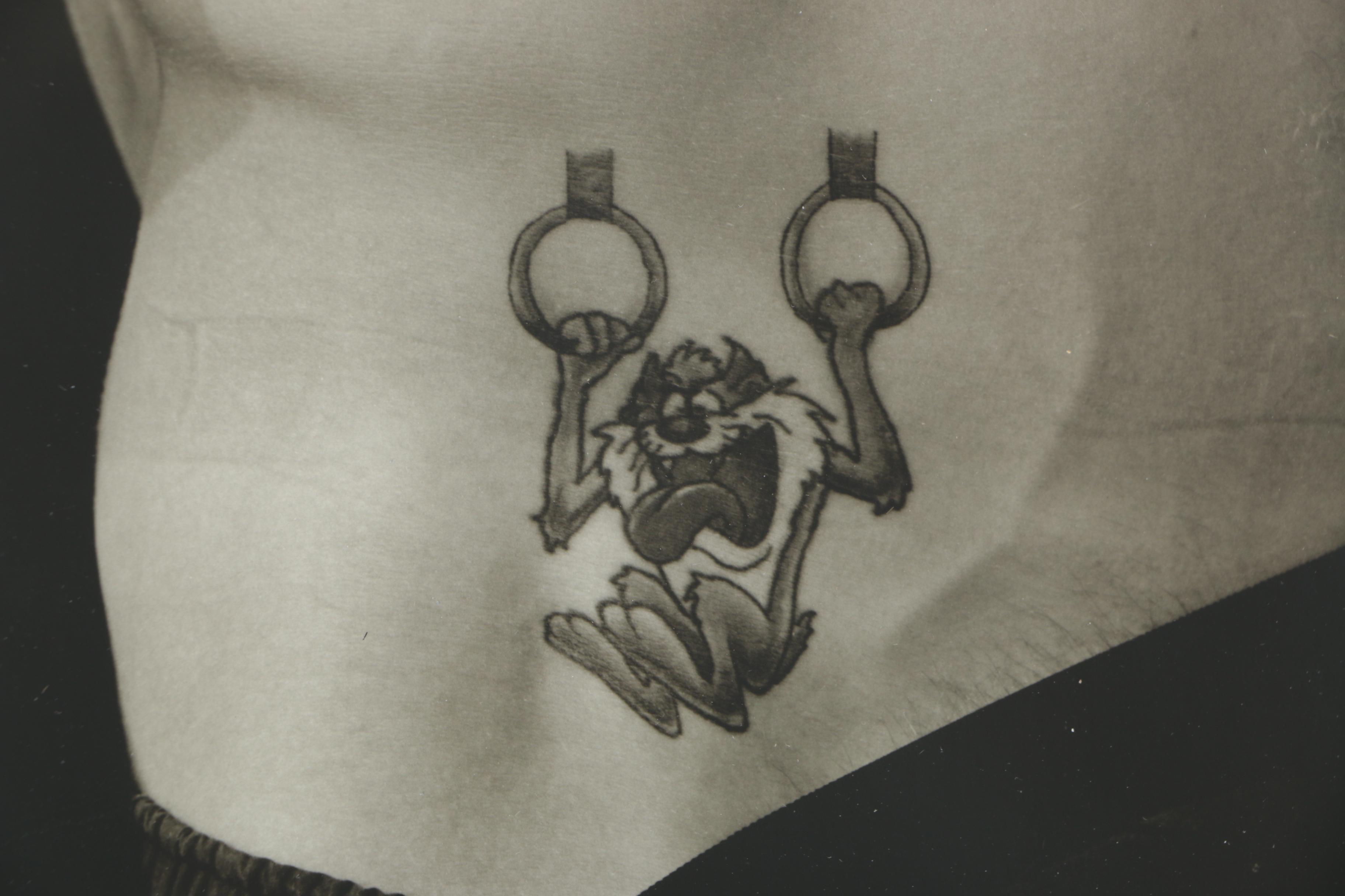 Gelatin-Silver Photograph Male Torso with Tazmanian Devil Tattoo