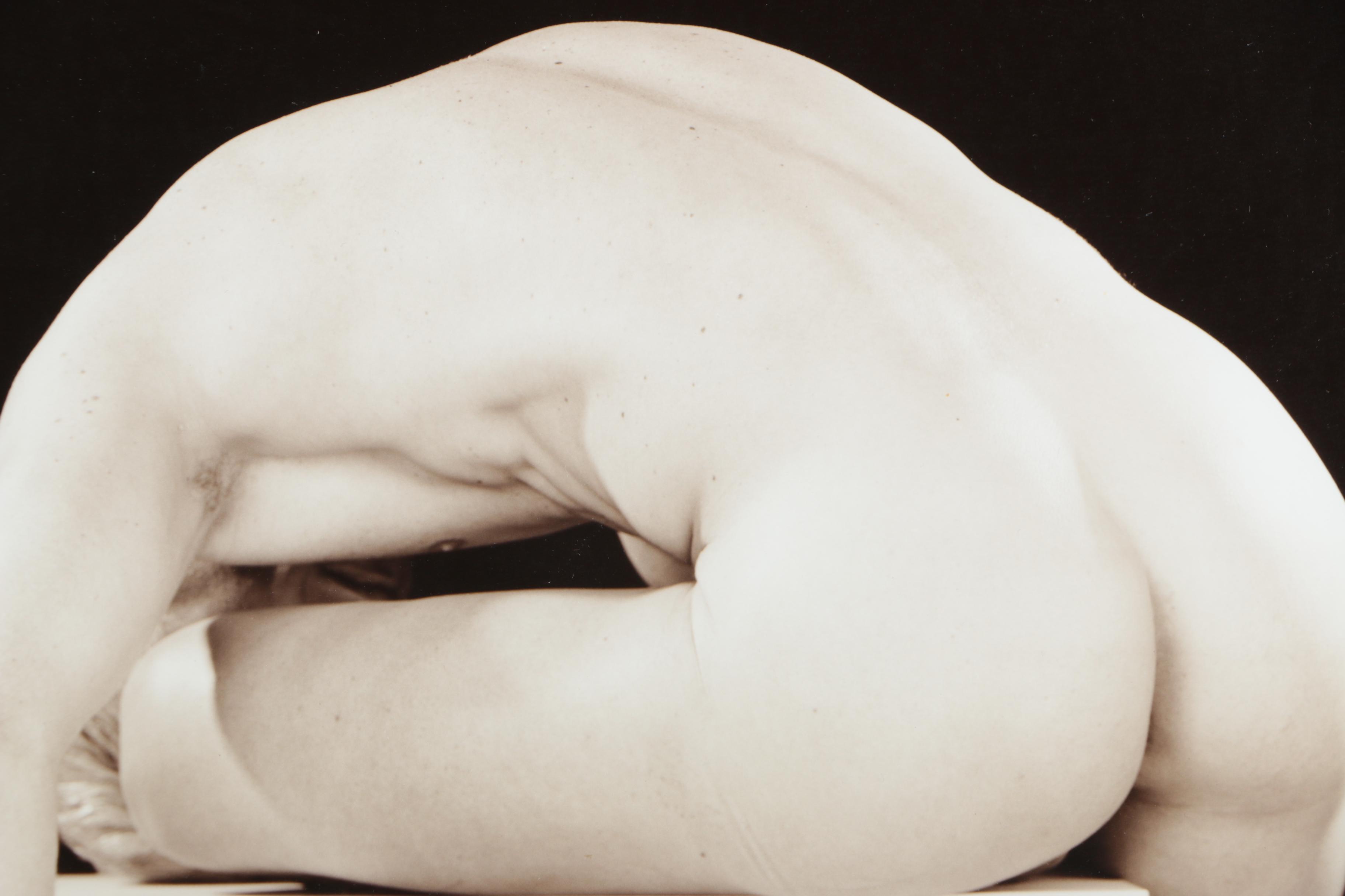 Len Prince Gelatin-Silver Photograph Contorted Male Nude Figure With Vase