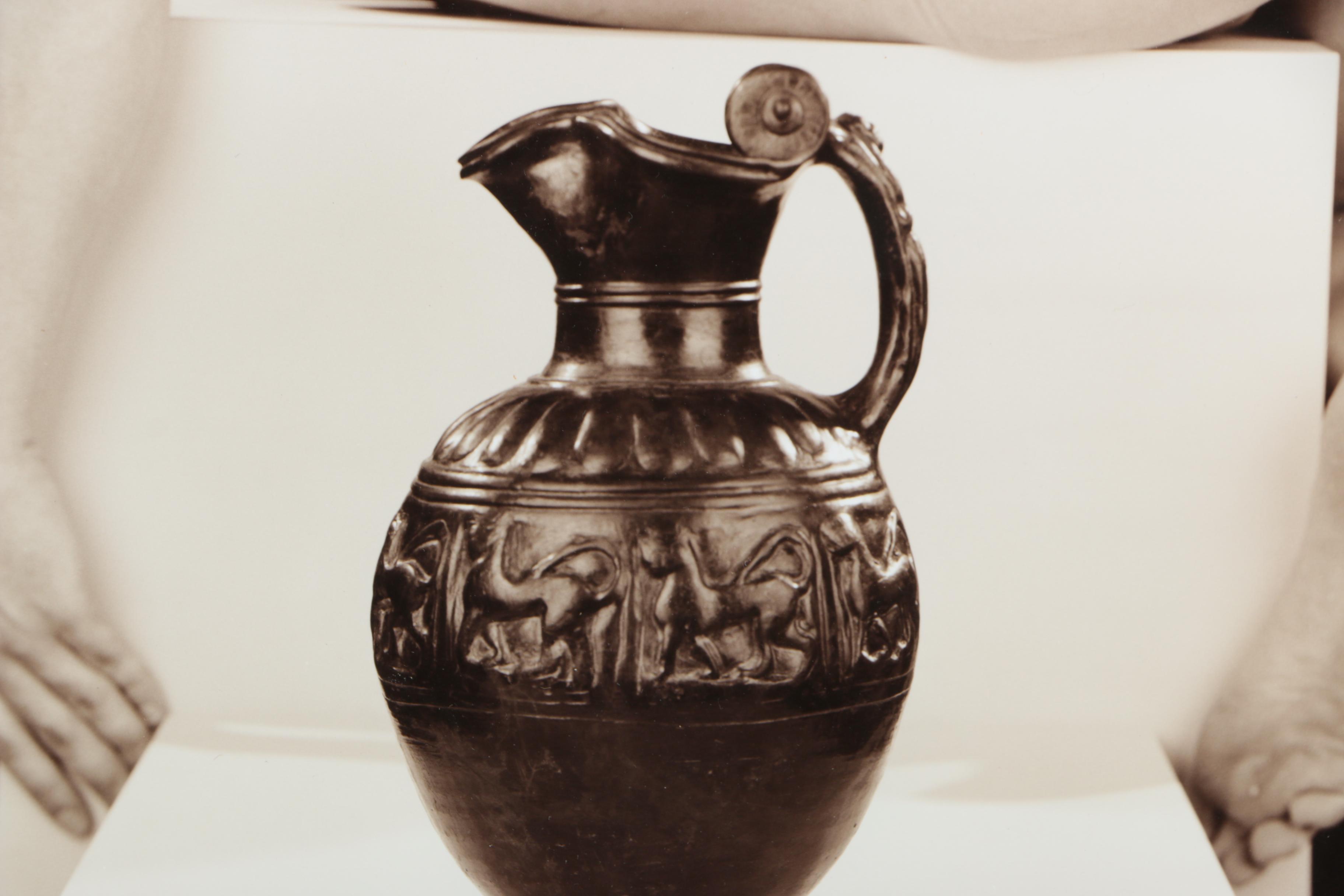 Len Prince Gelatin-Silver Photograph Contorted Male Nude Figure With Vase