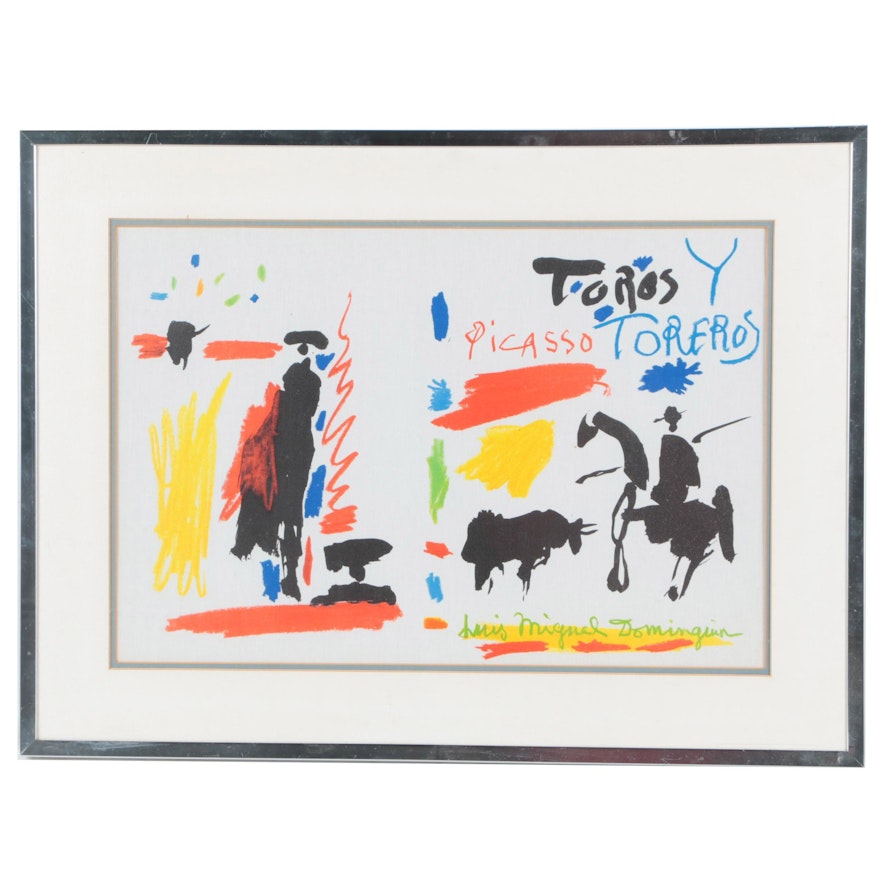 Offset Lithograph on Canvas After Pablo Picasso from "Toros y Toreros" Folio