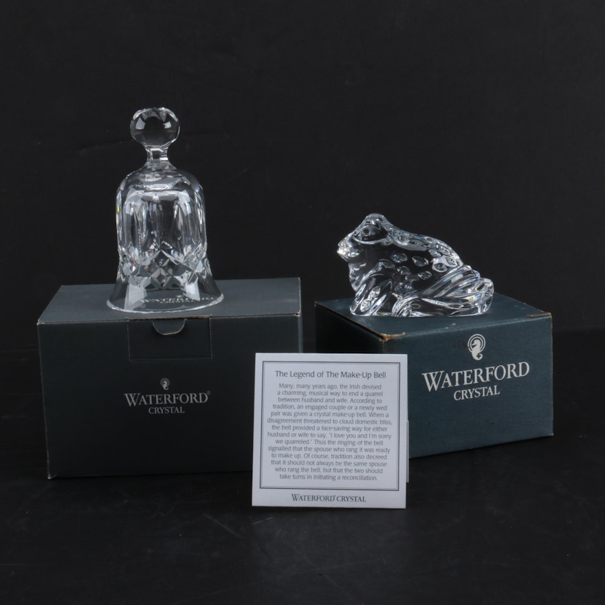 Waterford Crystal Hand Bell and Figurative Paperweight