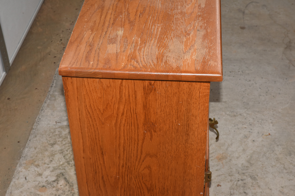 Ice Box Inspired Oak End Table by White Clad