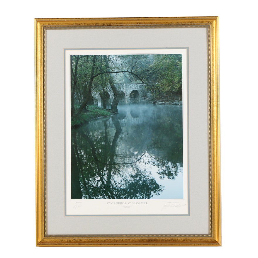James Archambeault Limited Edition Offset Lithograph "Stone Bridge at Glass..."