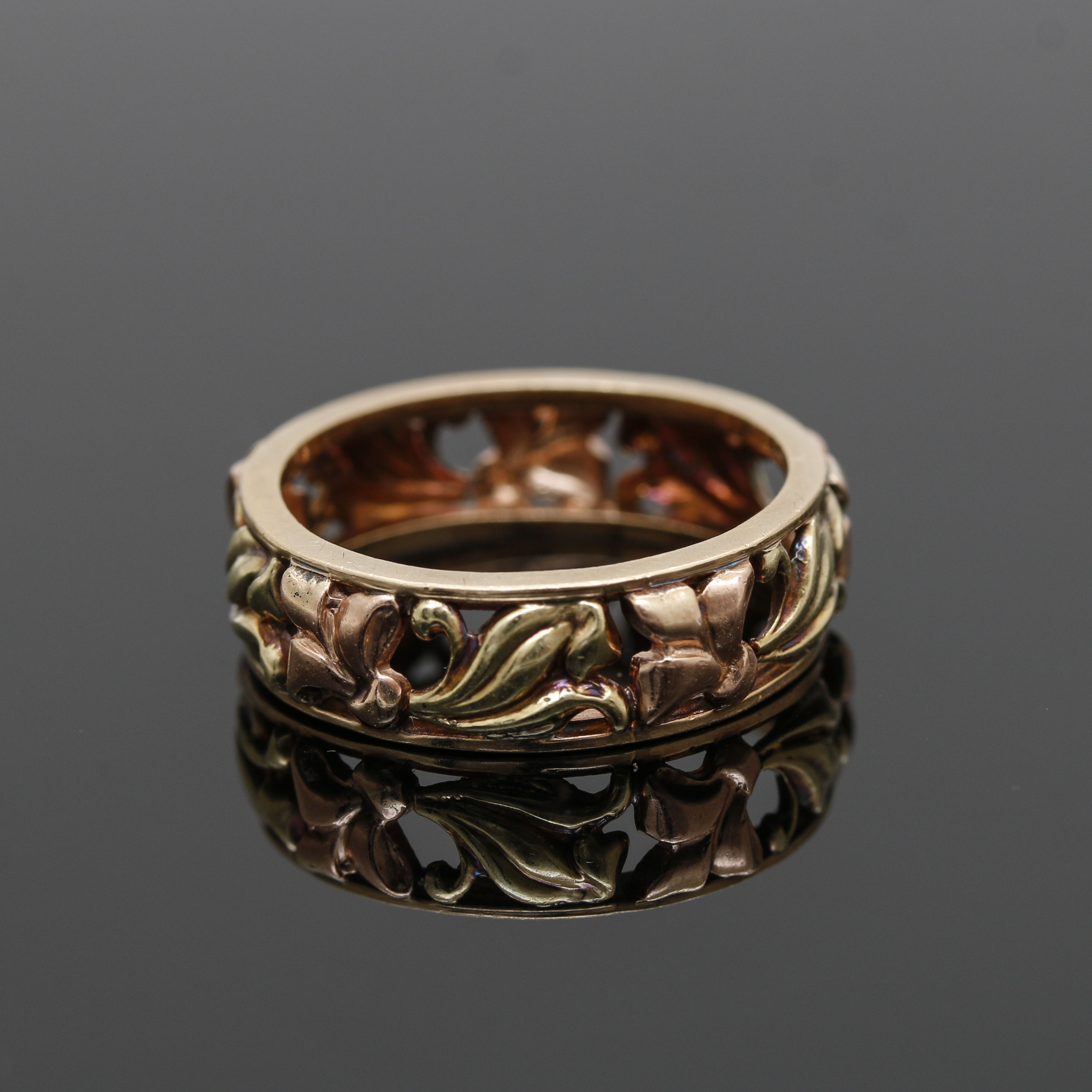 14K Yellow and Rose Gold Foliate Ring