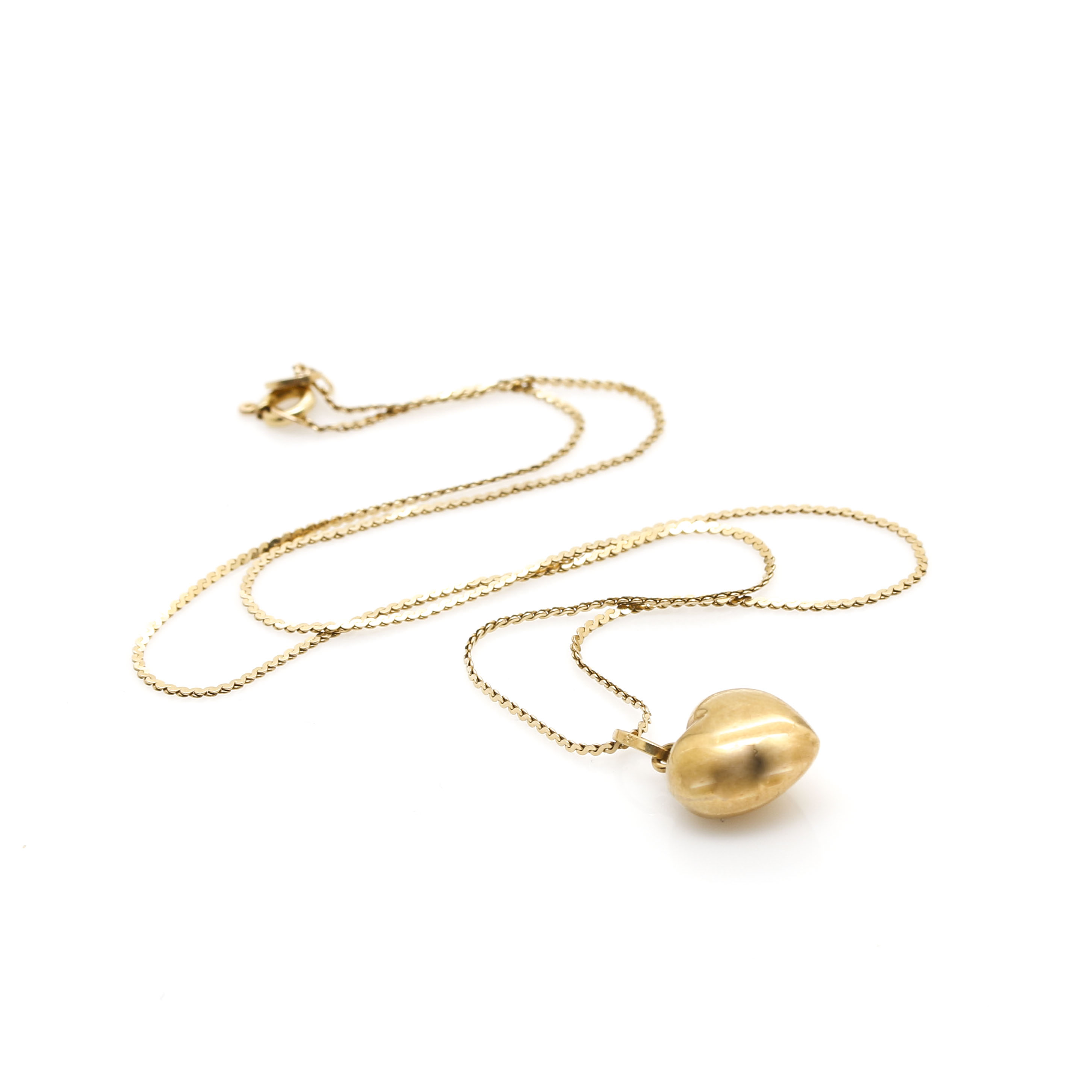 14K Yellow Gold Heart Pendant Necklace