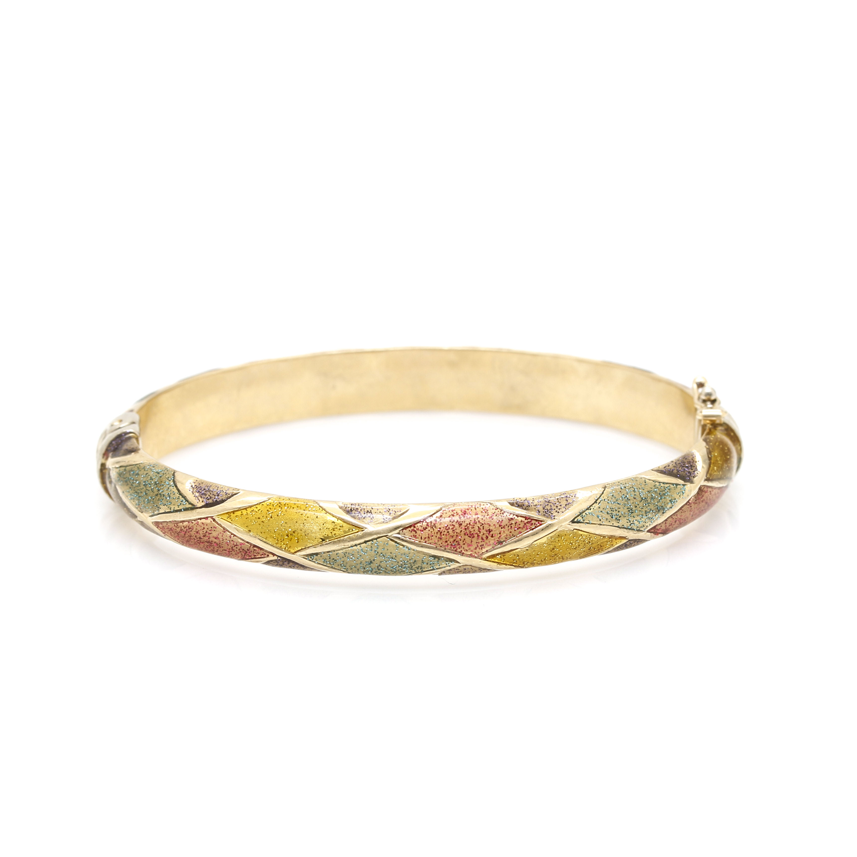 14K Yellow Gold Enameled Bangle Bracelet