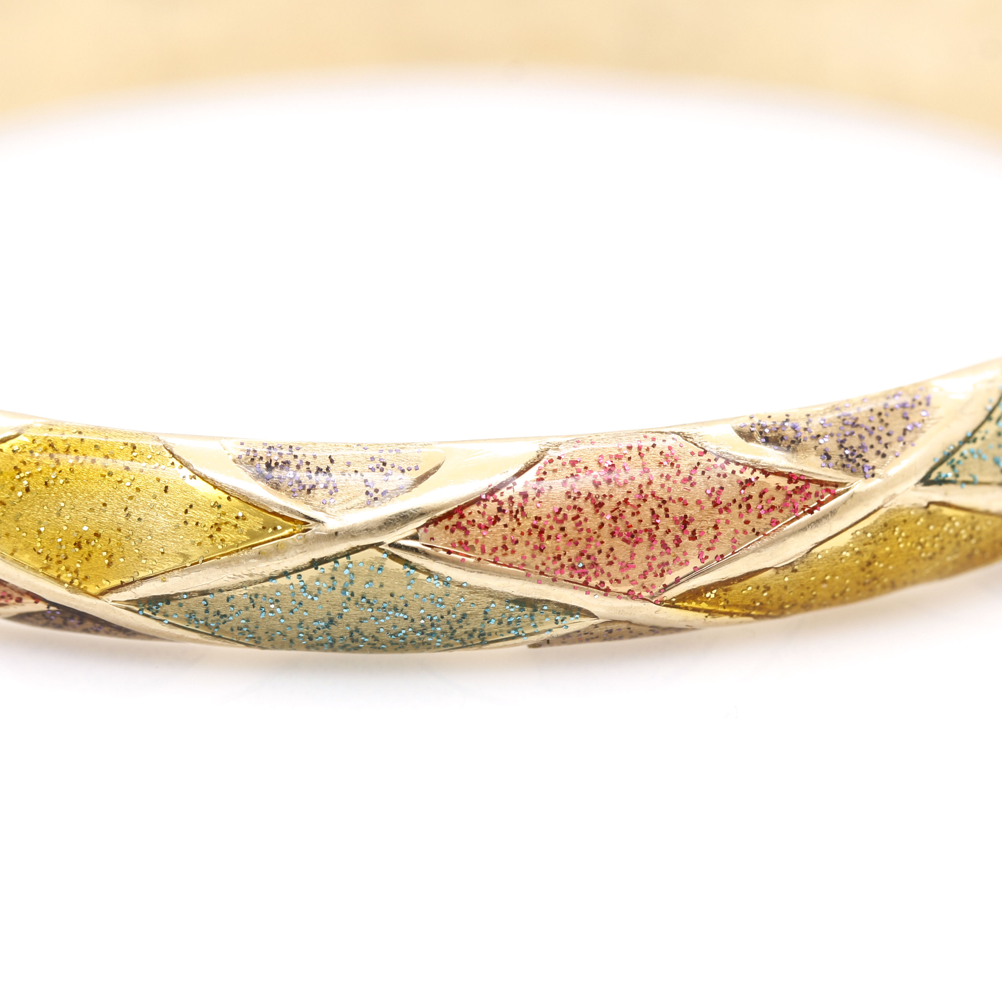 14K Yellow Gold Enameled Bangle Bracelet