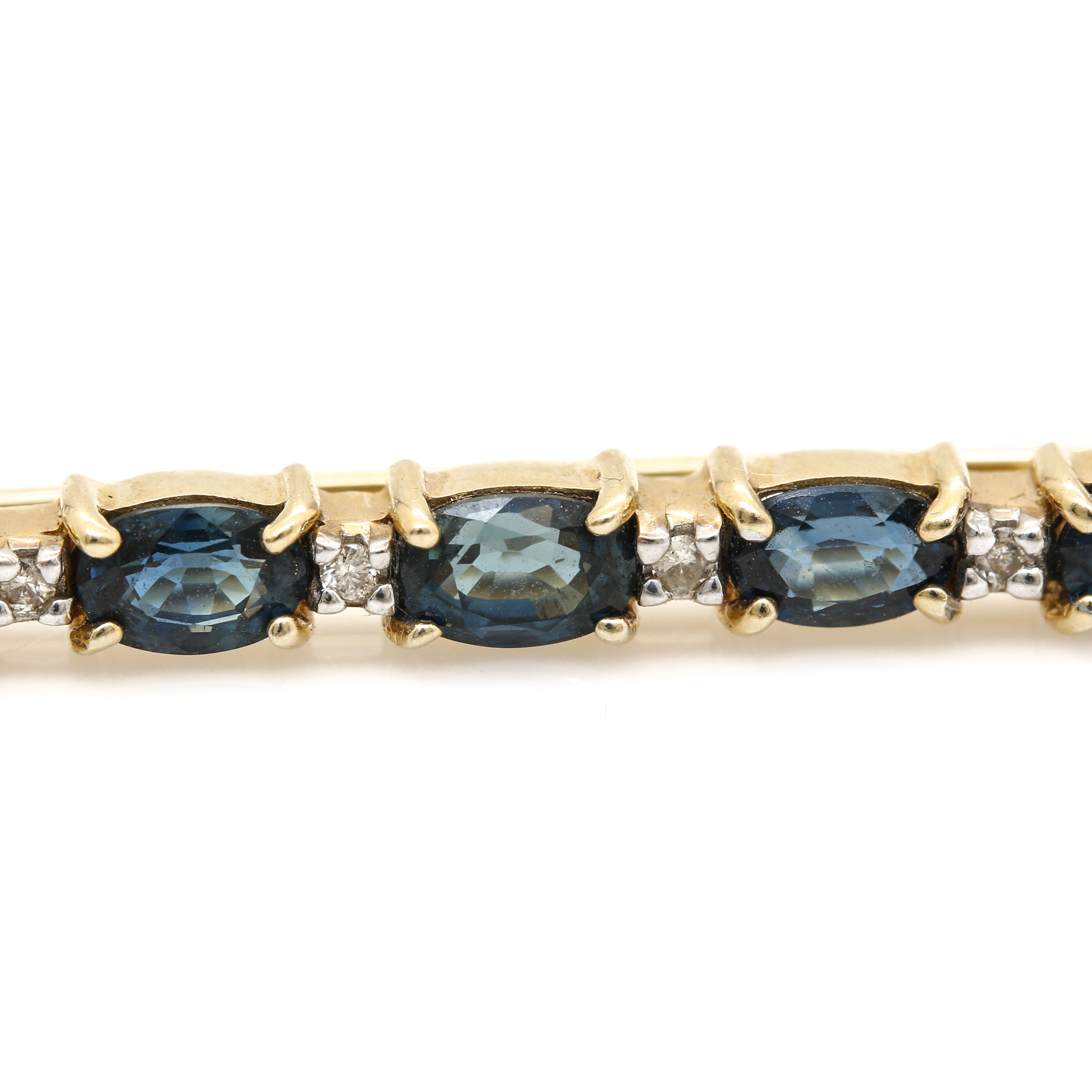 14K Yellow Gold 1.75 CTW Sapphire and Diamond Brooch