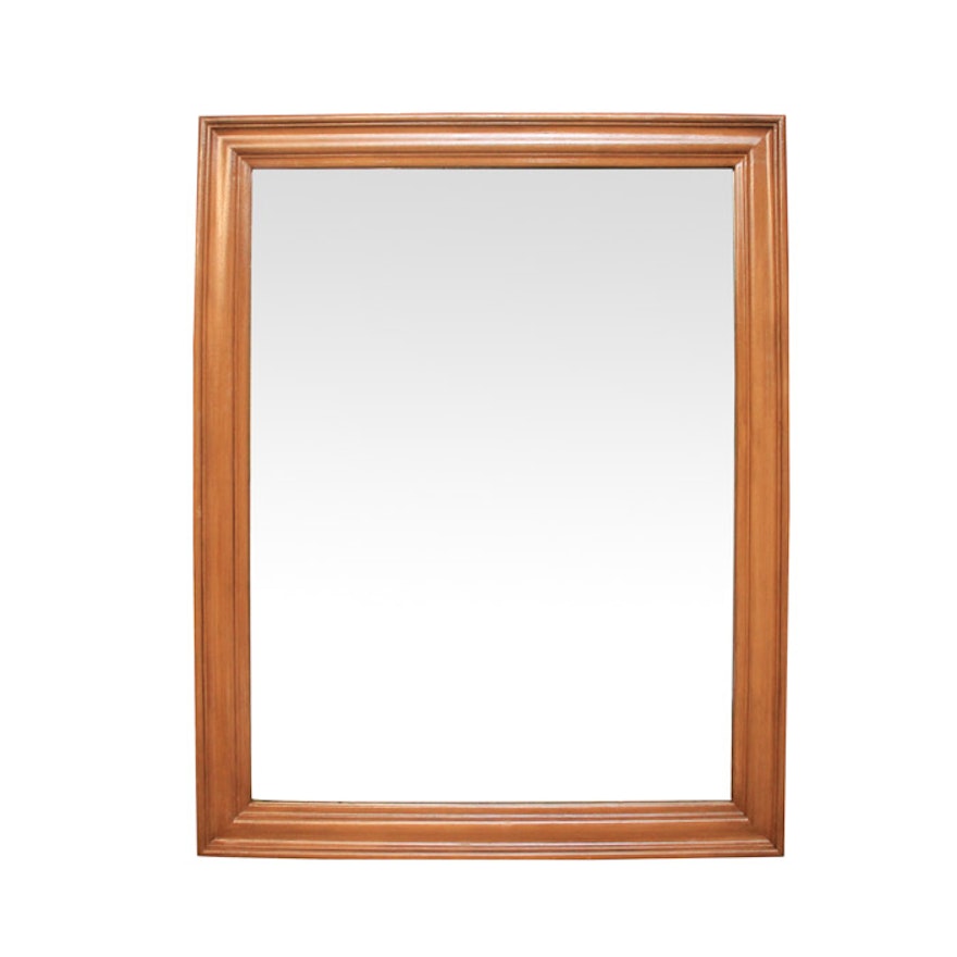 Square Wall Mirror with Wood Frame