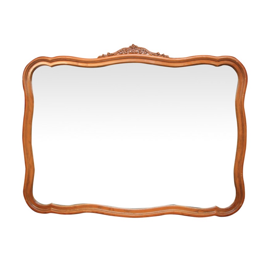 Rectangular Wall Mirror with Carved Wood Frame
