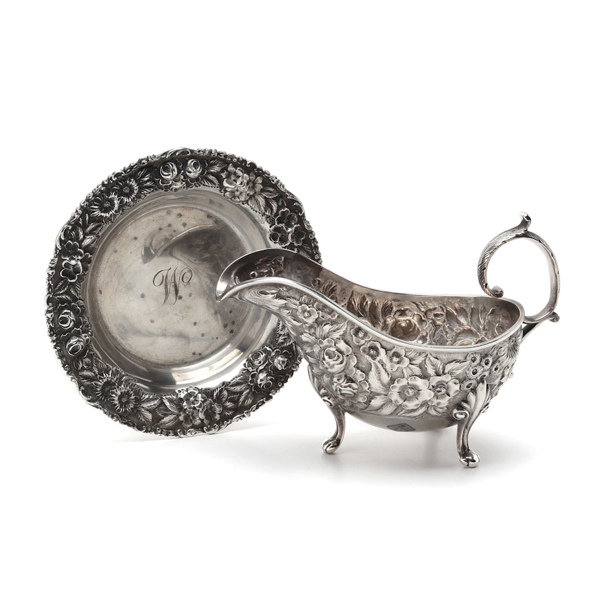 Jenkins & Jenkins Sterling Silver Gravy Boat and Baltimore Silversmiths Coaster