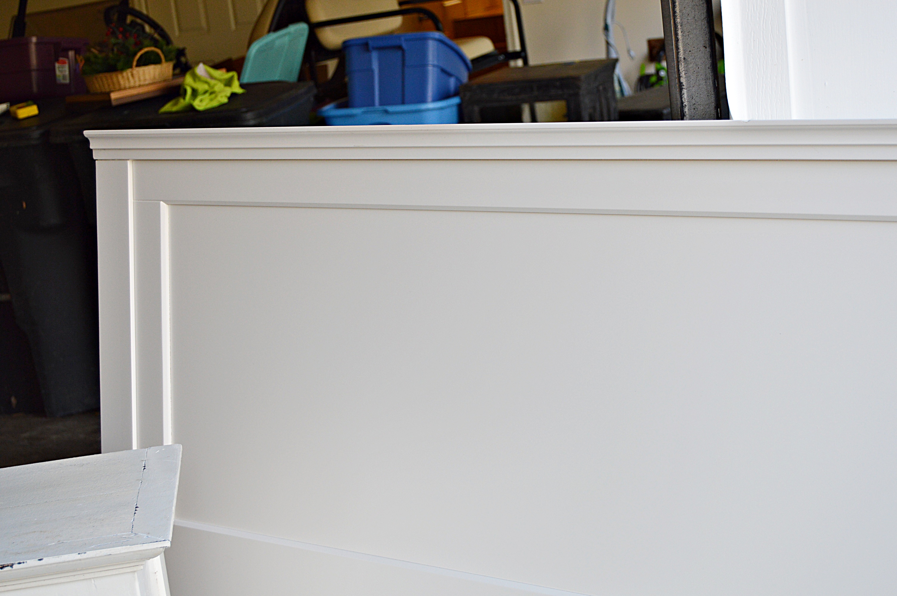 Pottery Barn White Painted Bed Headboard, Bookcase and Side Table