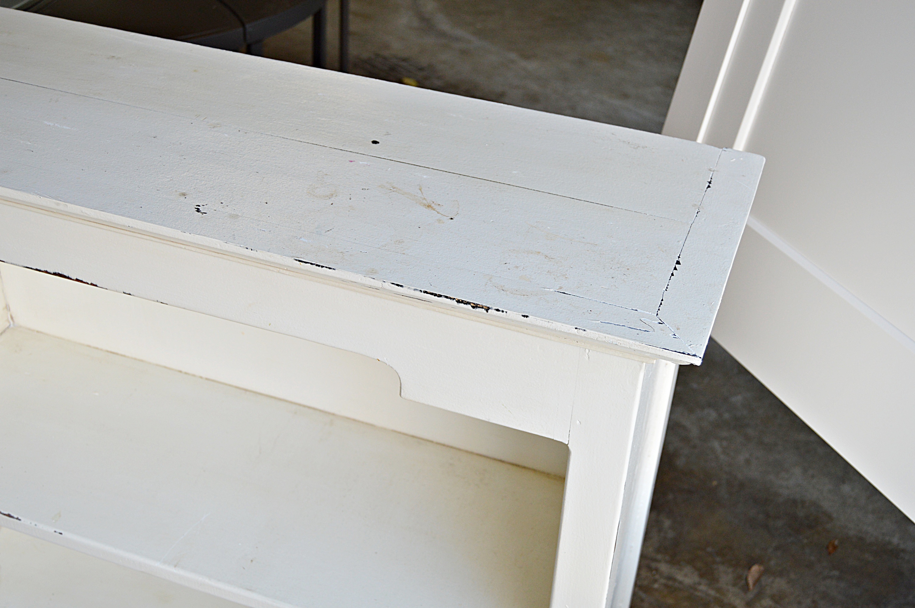 Pottery Barn White Painted Bed Headboard, Bookcase and Side Table