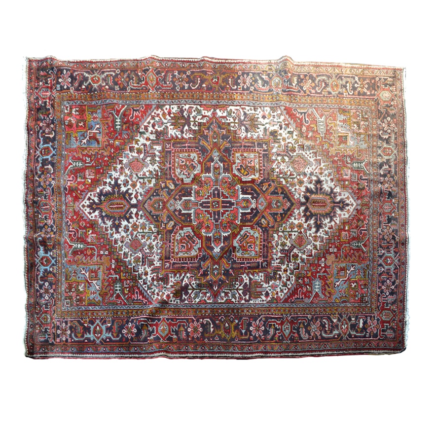 Hand-Knotted Heriz Serapi Wool Area Rug