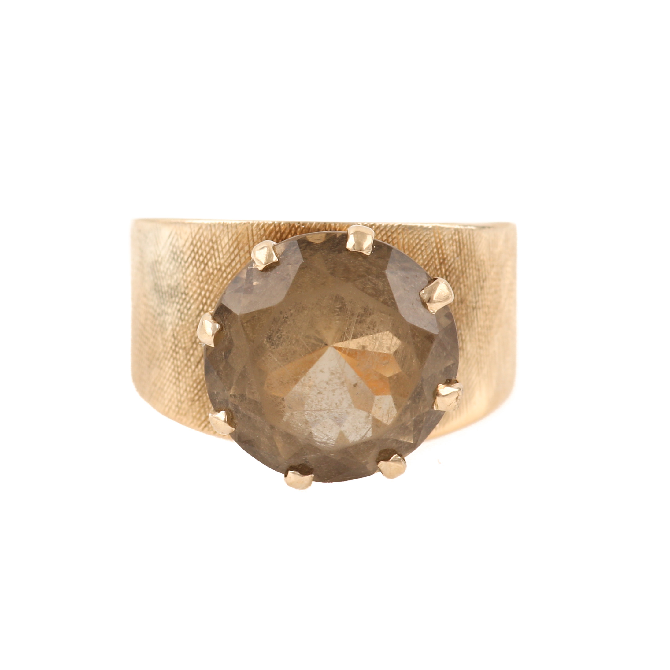 14K Yellow Gold Smoky Quartz Ring