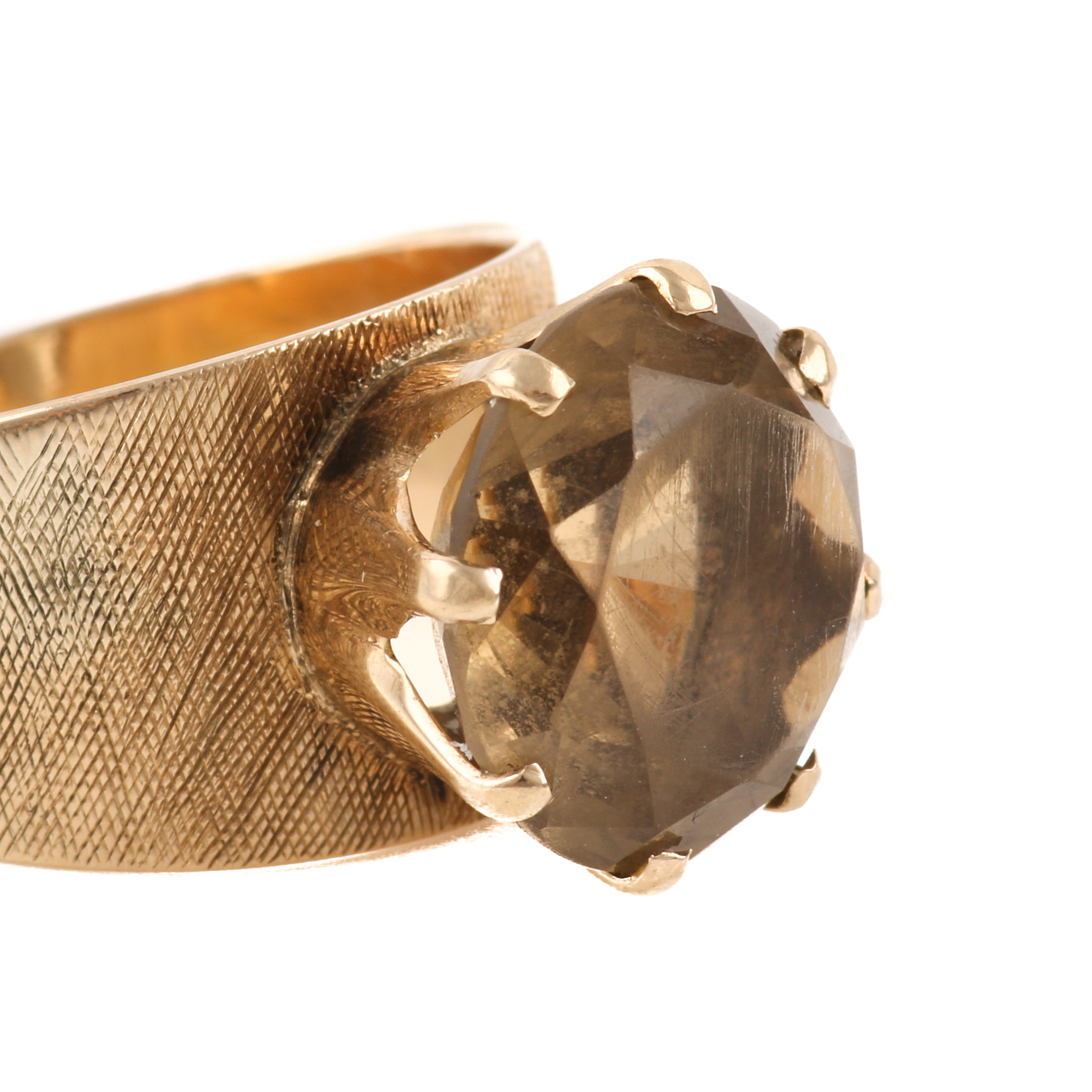 14K Yellow Gold Smoky Quartz Ring