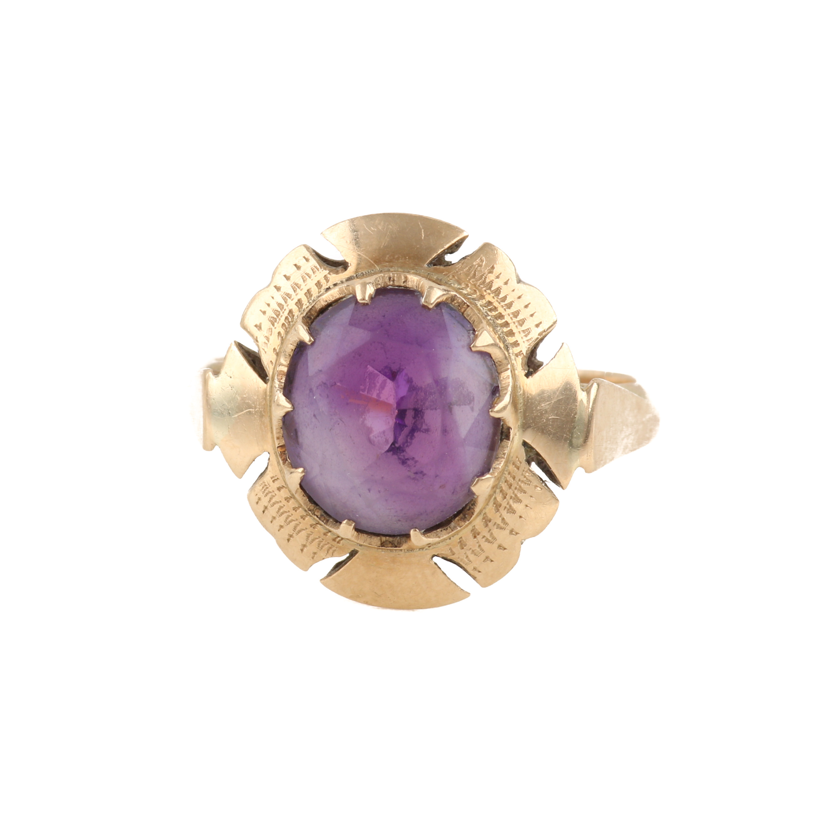 14K Yellow Gold Amethyst Ring