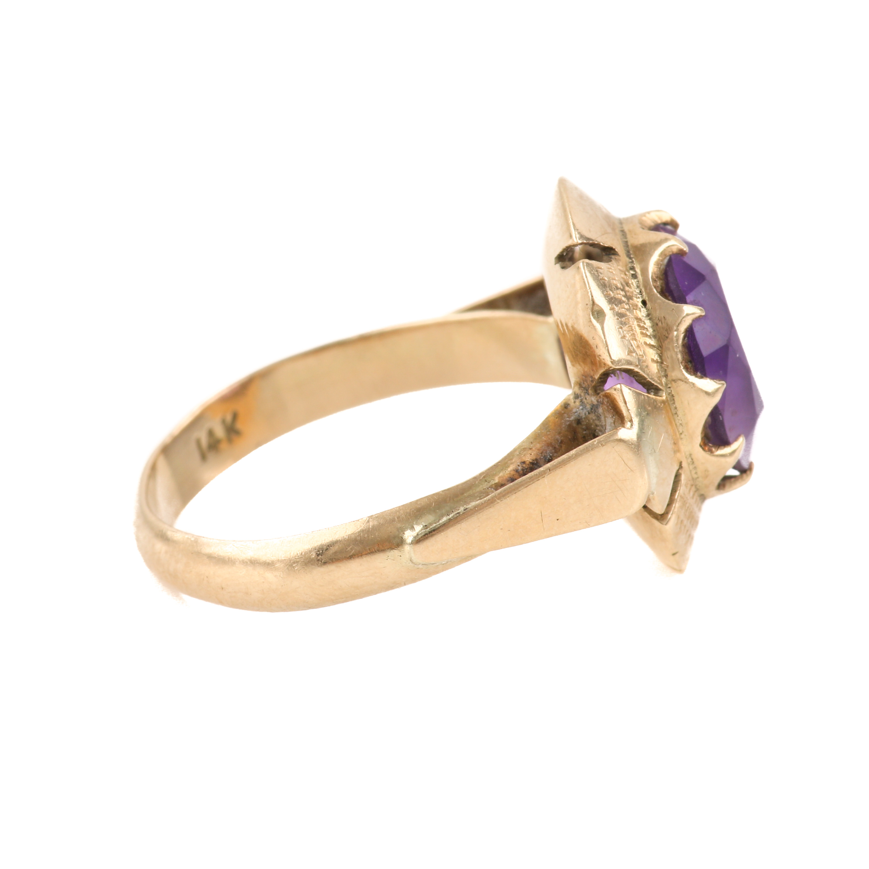 14K Yellow Gold Amethyst Ring