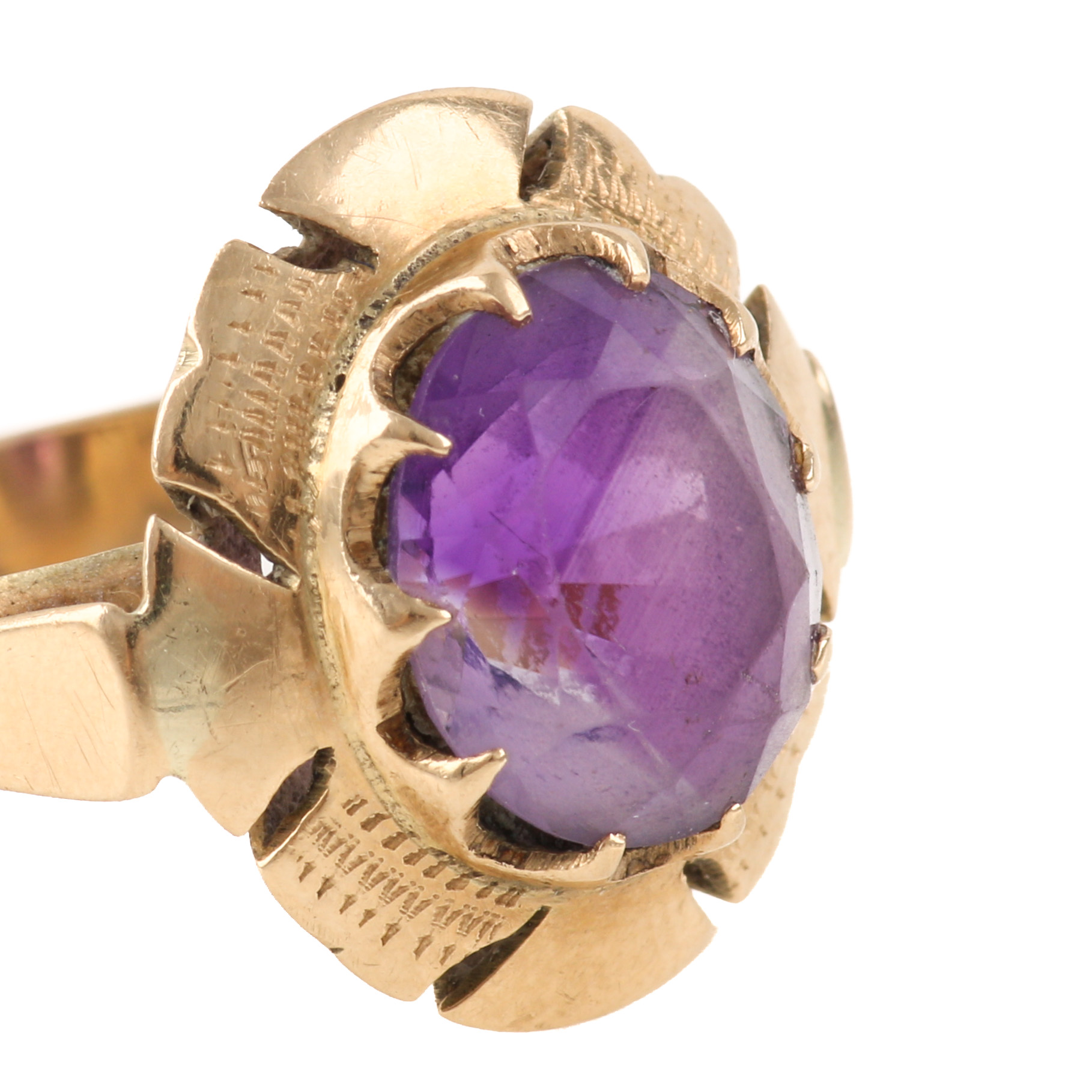 14K Yellow Gold Amethyst Ring